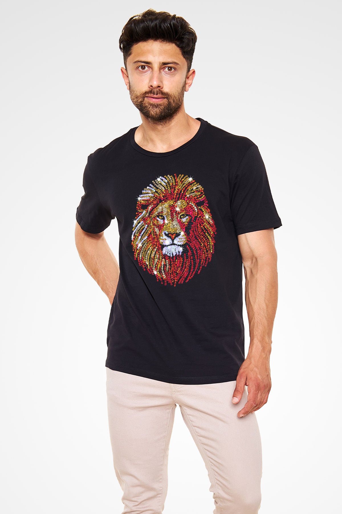 Aslan Siyah Unisex Tişört T-Shirt - TişörtFabrikası
