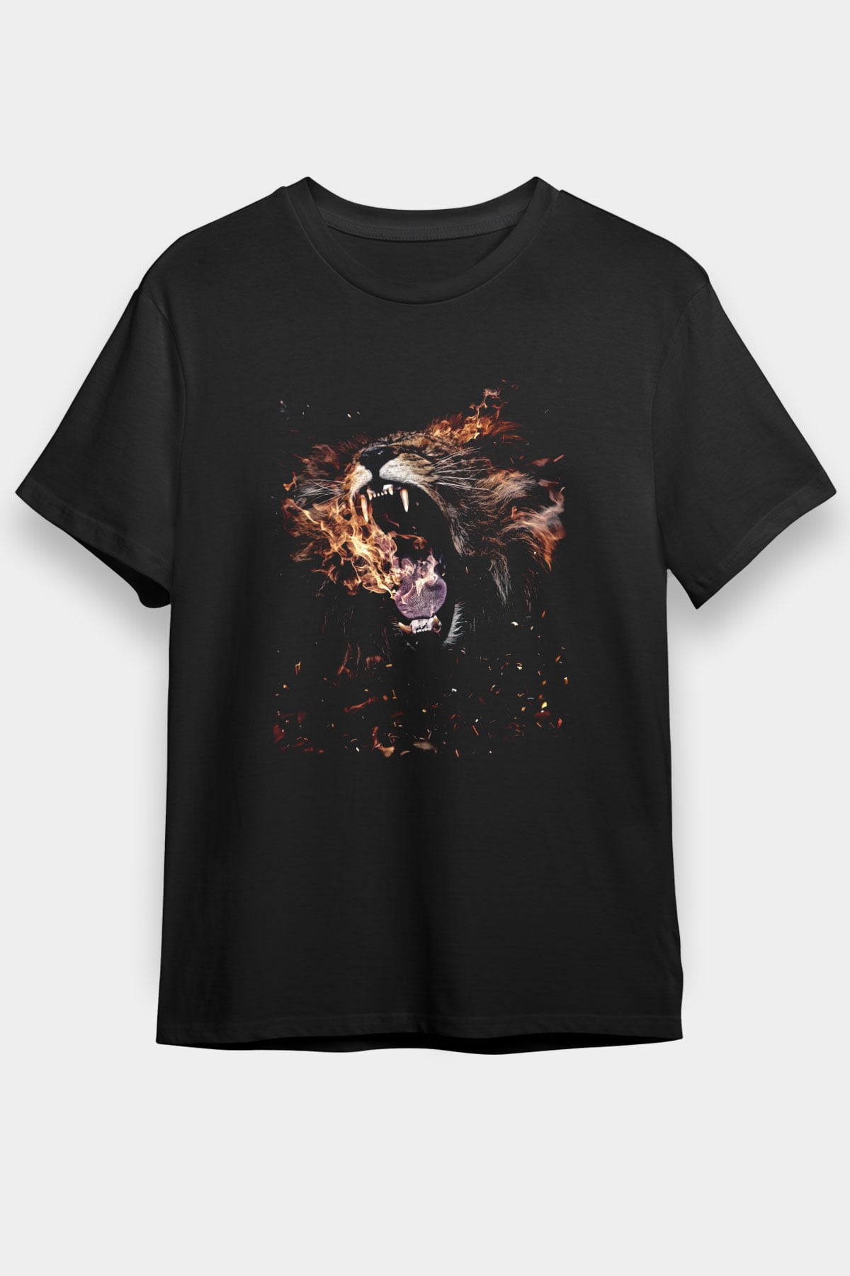 Aslan Siyah Unisex Tişört T-Shirt - TişörtFabrikası