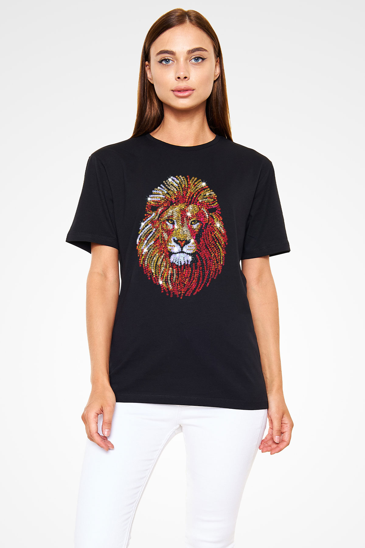 Aslan Siyah Unisex Tişört T-Shirt - TişörtFabrikası