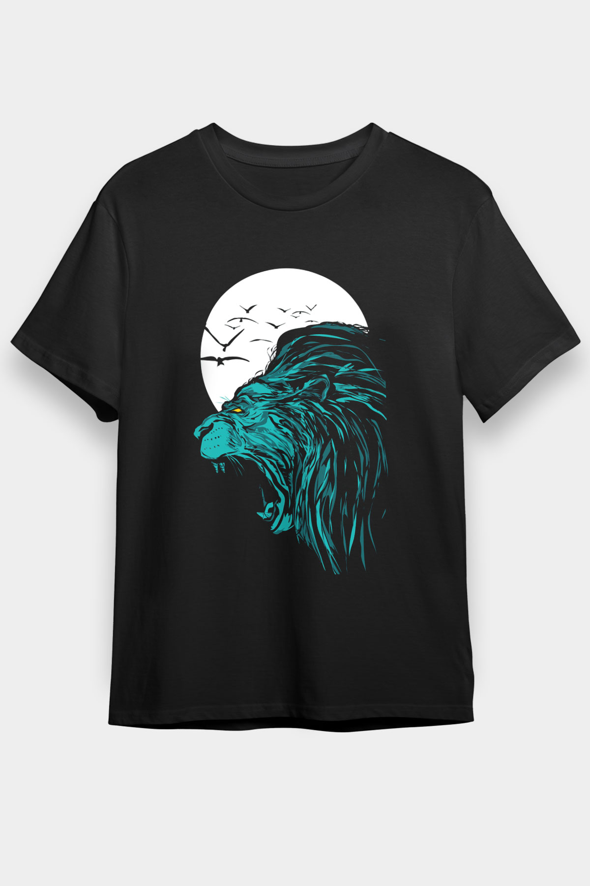 Aslan Siyah Unisex Tişört T-Shirt - TişörtFabrikası