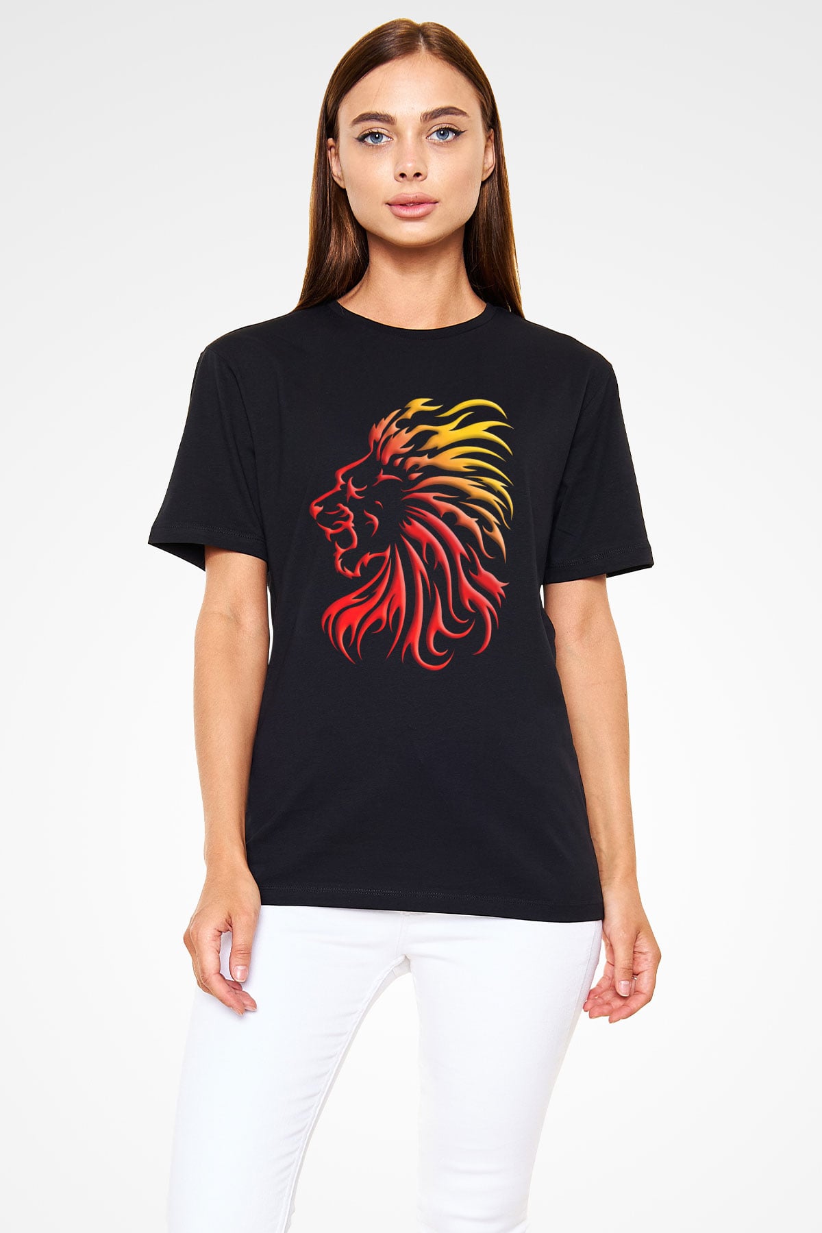 Aslan Siyah Unisex Tişört T-Shirt - TişörtFabrikası