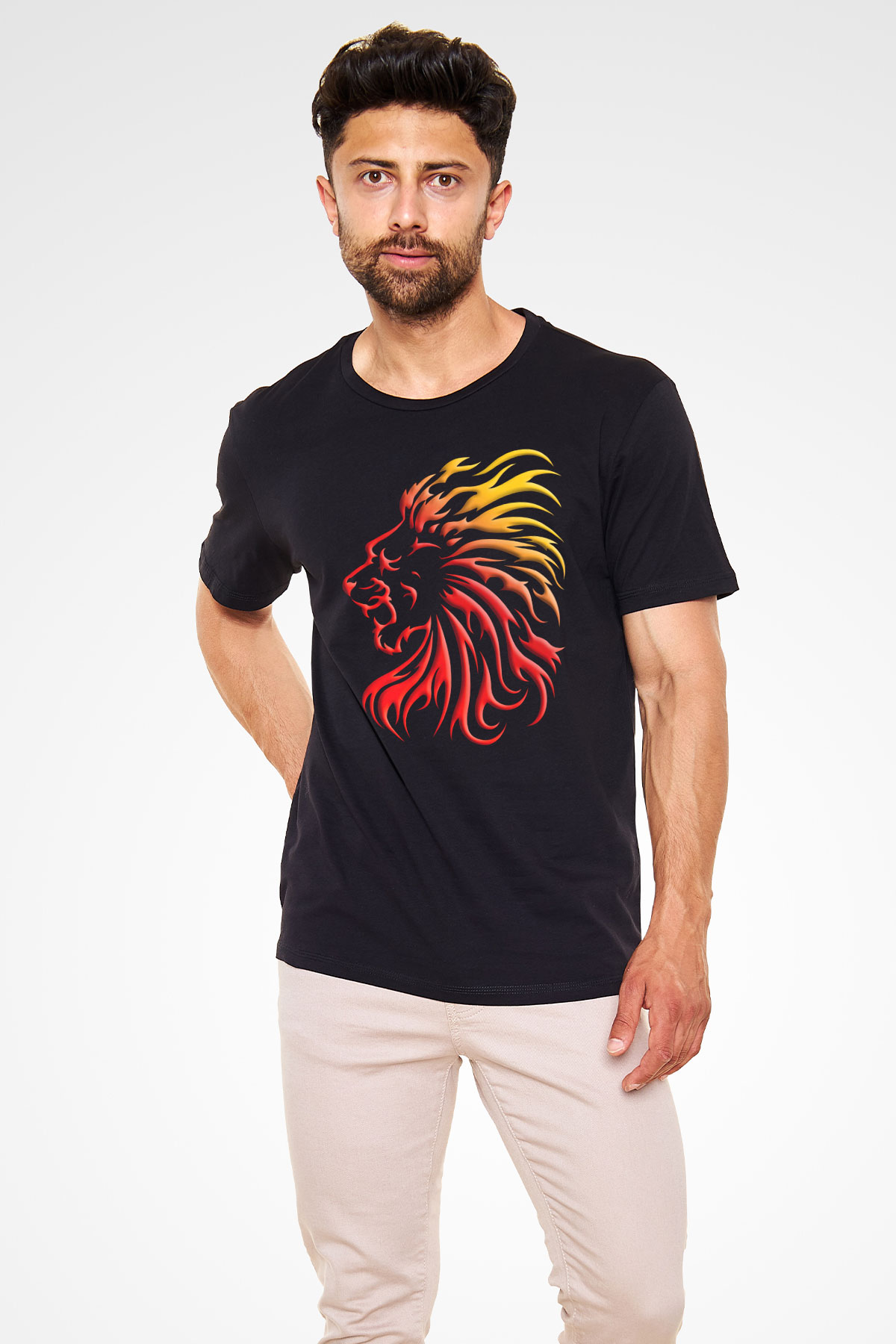 Aslan Siyah Unisex Tişört T-Shirt - TişörtFabrikası