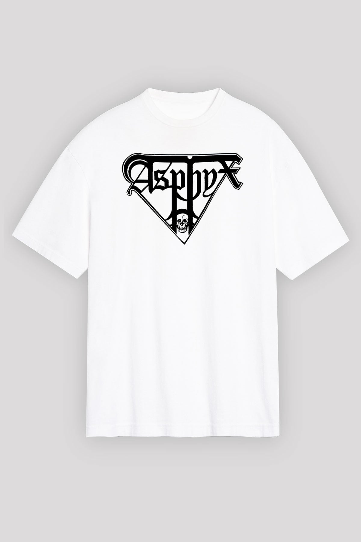 Asphyx Baskılı Beyaz Unisex Oversize Tişört - Tshirt