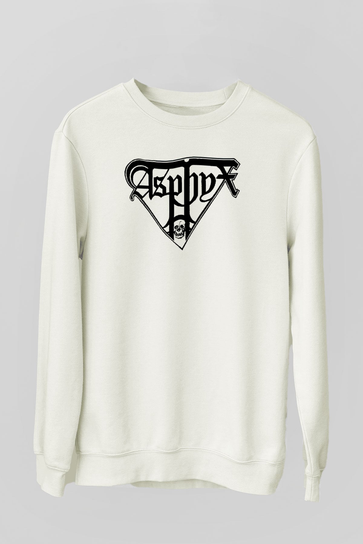 Asphyx Baskılı Beyaz Unisex Sweatshirt