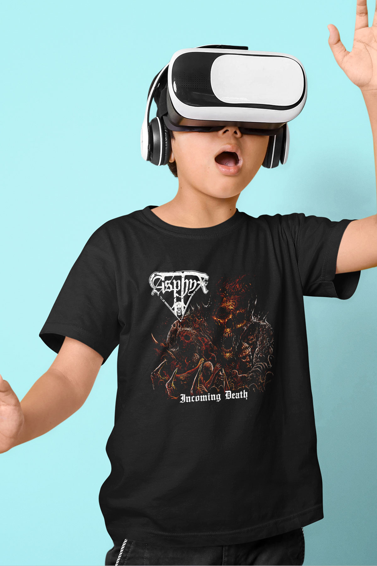 Asphyx Baskılı Unisex Siyah Çocuk Tişört - Tshirt