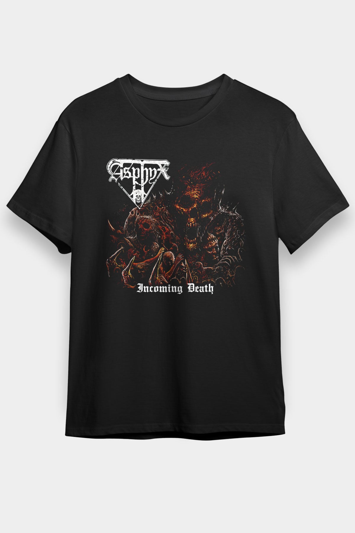 Asphyx Baskılı Unisex Siyah Tişört - Tshirt