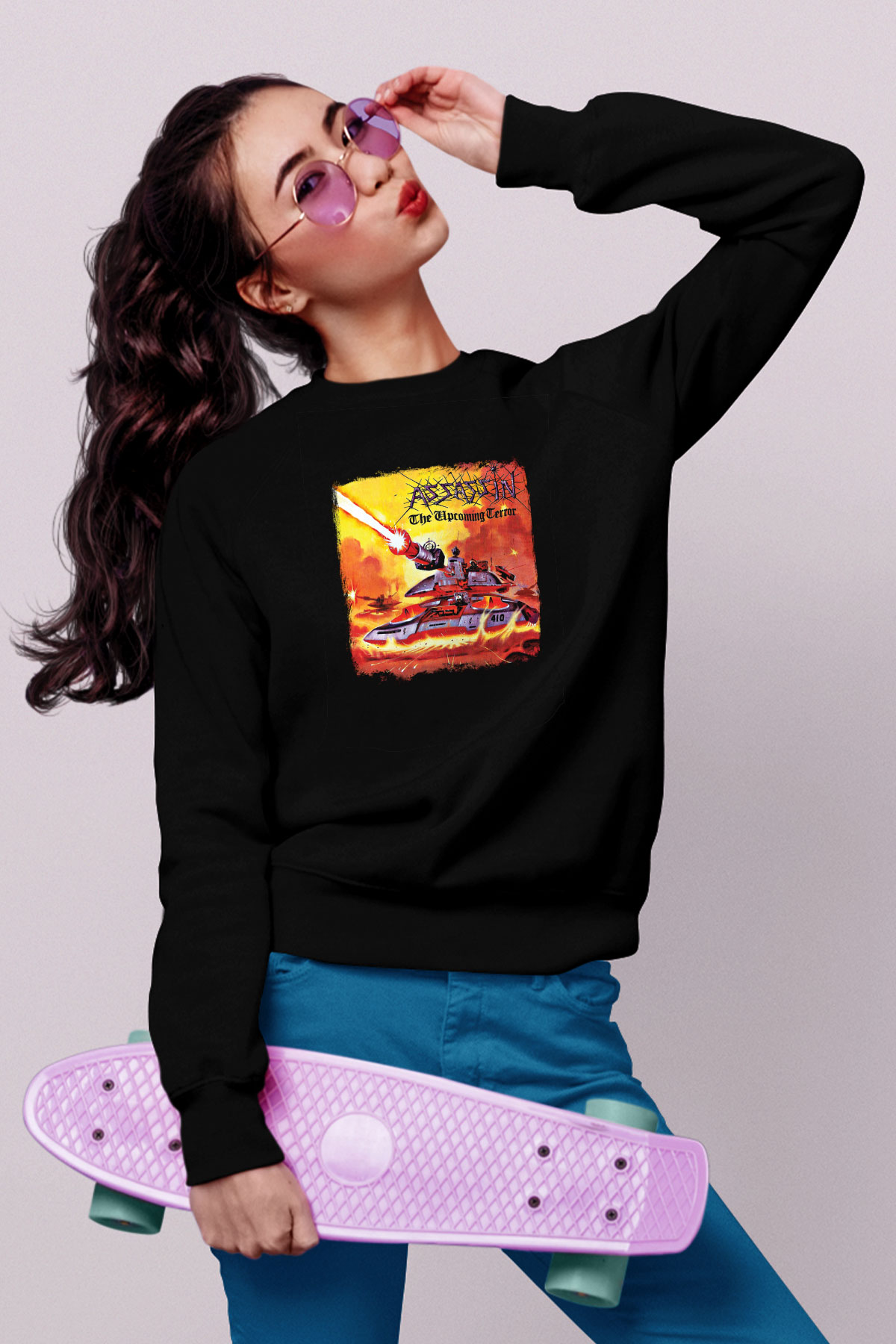 Assassin Baskılı Unisex Siyah Sweatshirt