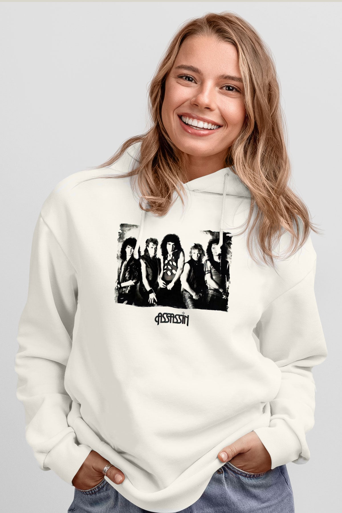 Assassin Beyaz Unisex Kapüşonlu Sweatshirt