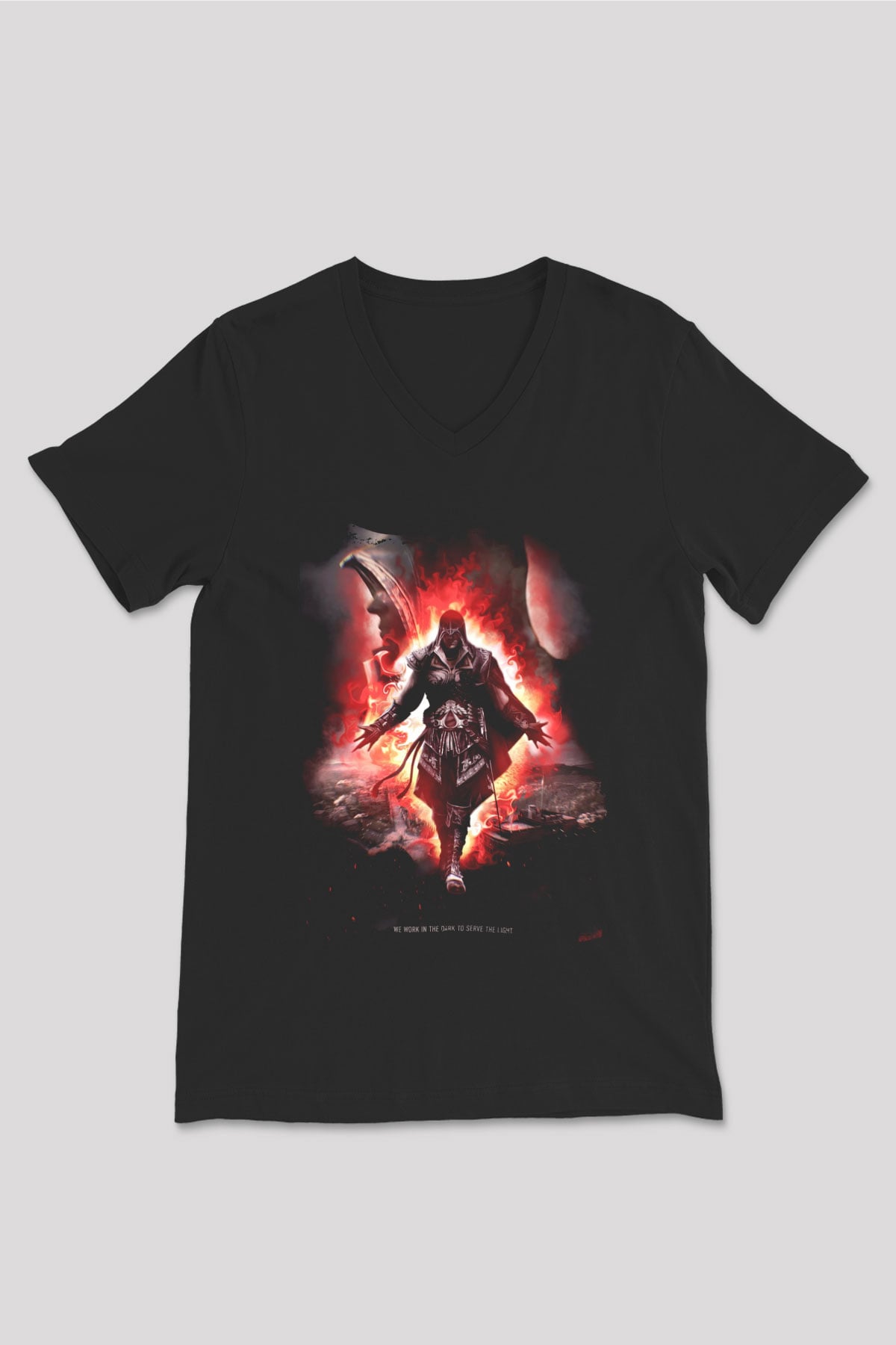 Assassin's Creed Siyah Unisex V Yaka Tişört