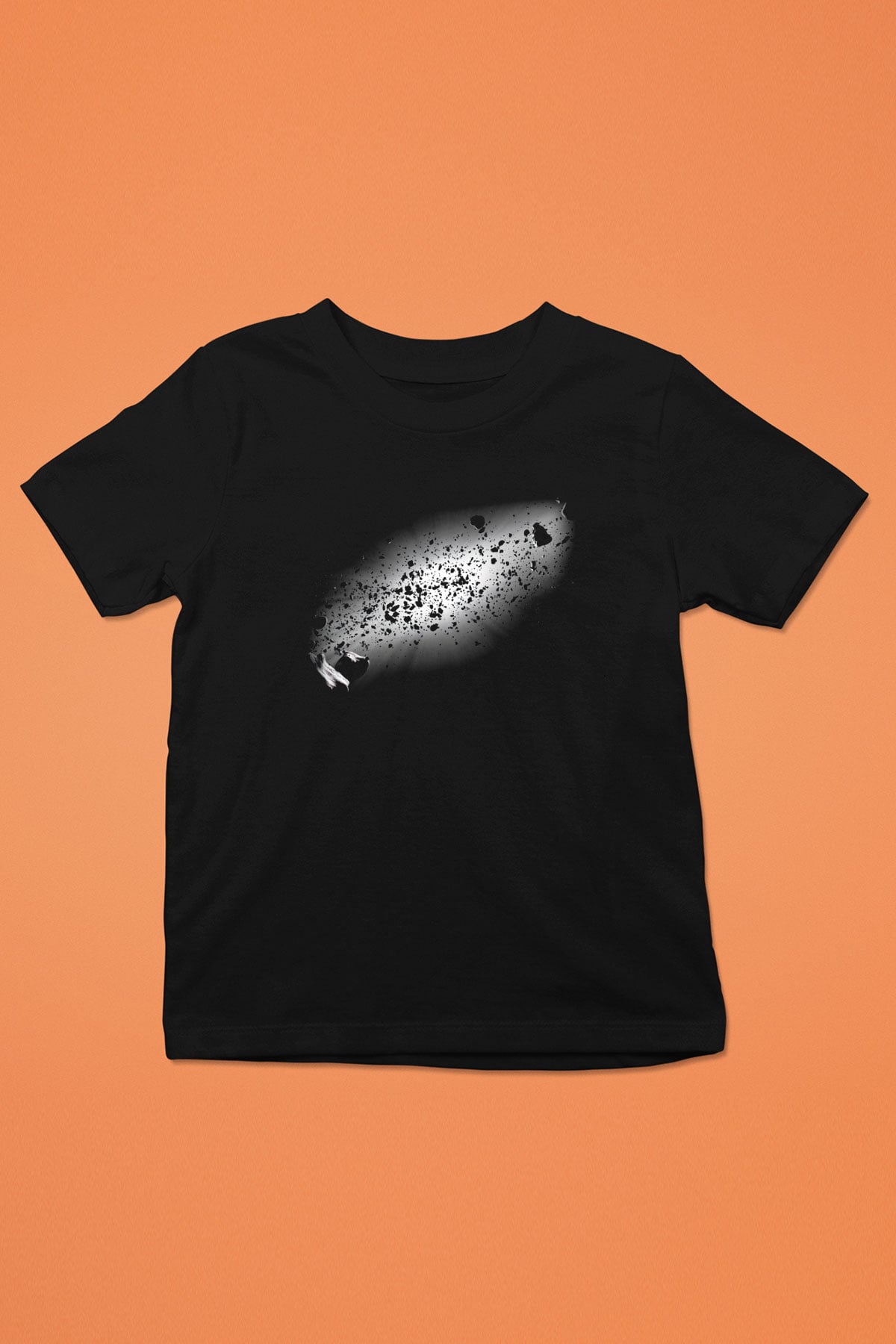 Asteroit Baskılı Siyah Unisex Çocuk Tişört