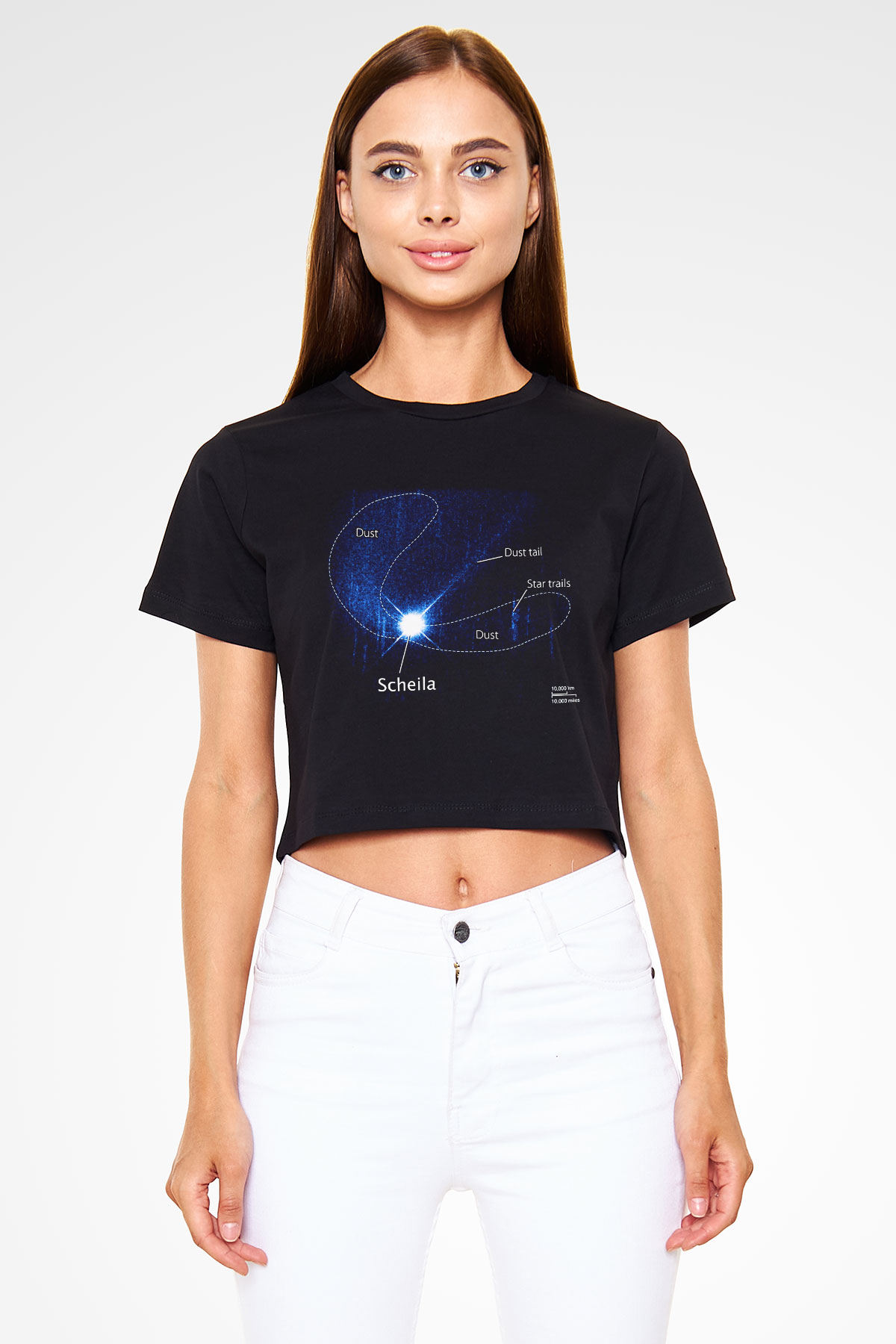 Asteroit Siyah Crop Top Tişört