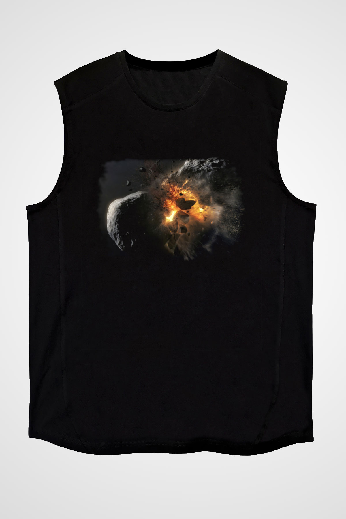 Asteroit Siyah Unisex Kolsuz Tişört