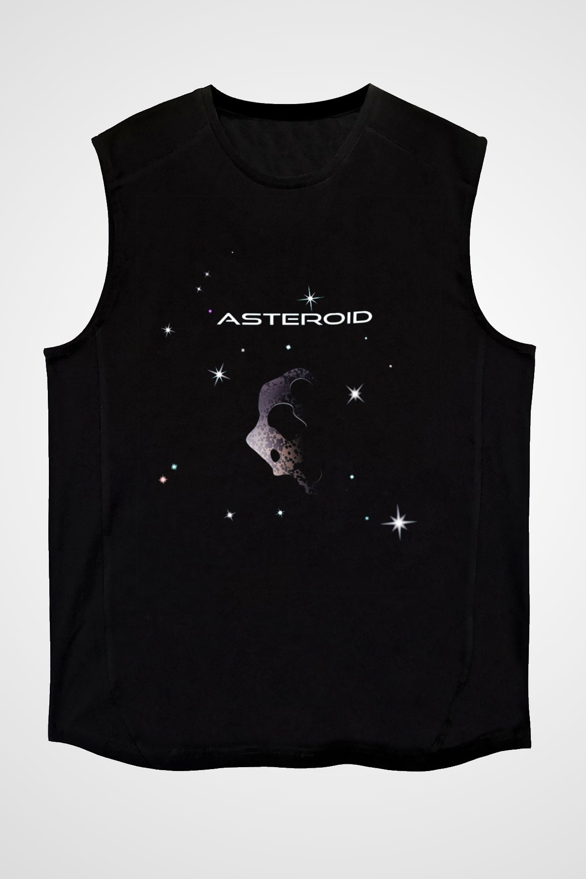 Asteroit Siyah Unisex Kolsuz Tişört