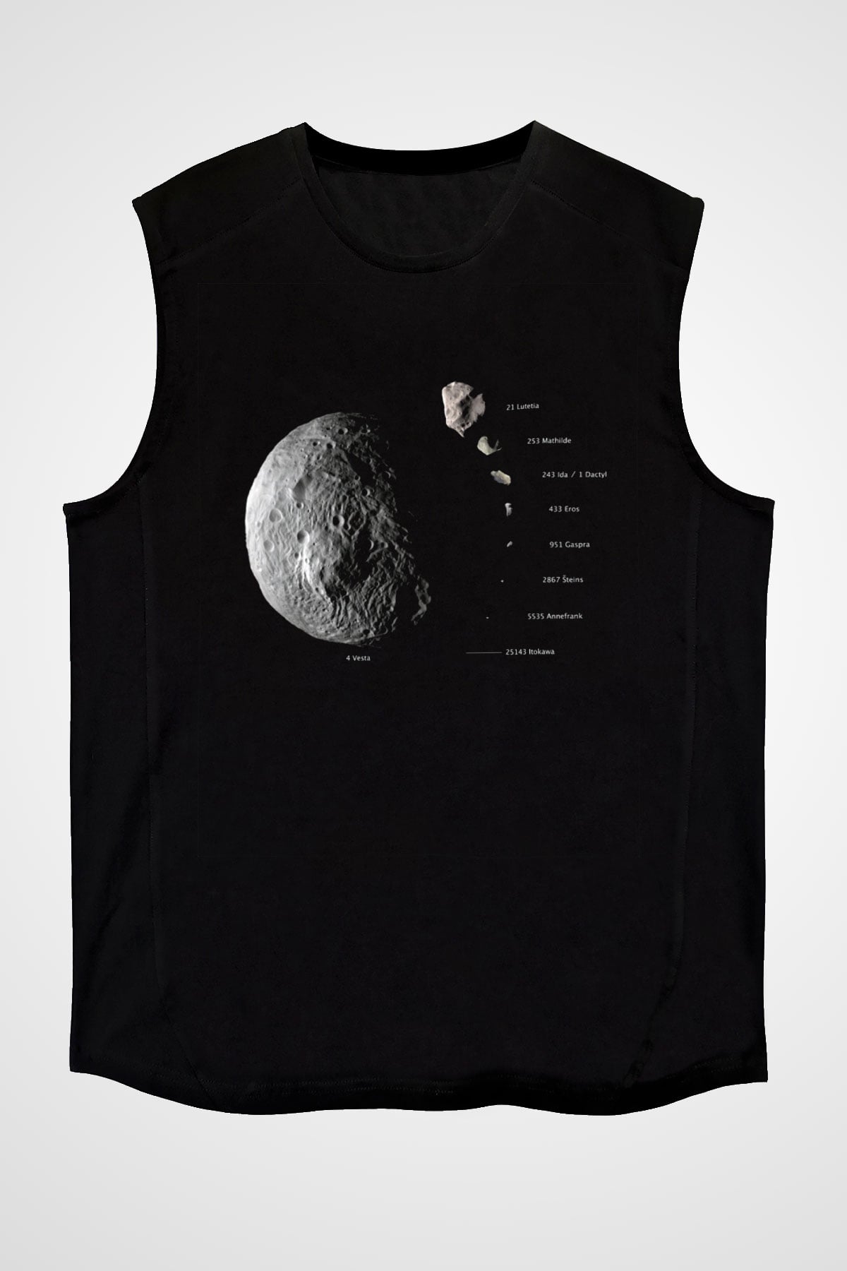 Asteroit Siyah Unisex Kolsuz Tişört
