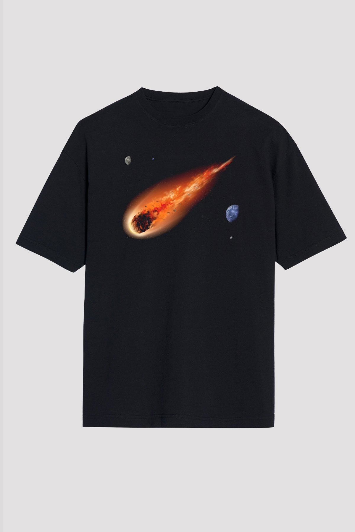 Asteroit Siyah Unisex Oversize Tişört T-Shirt