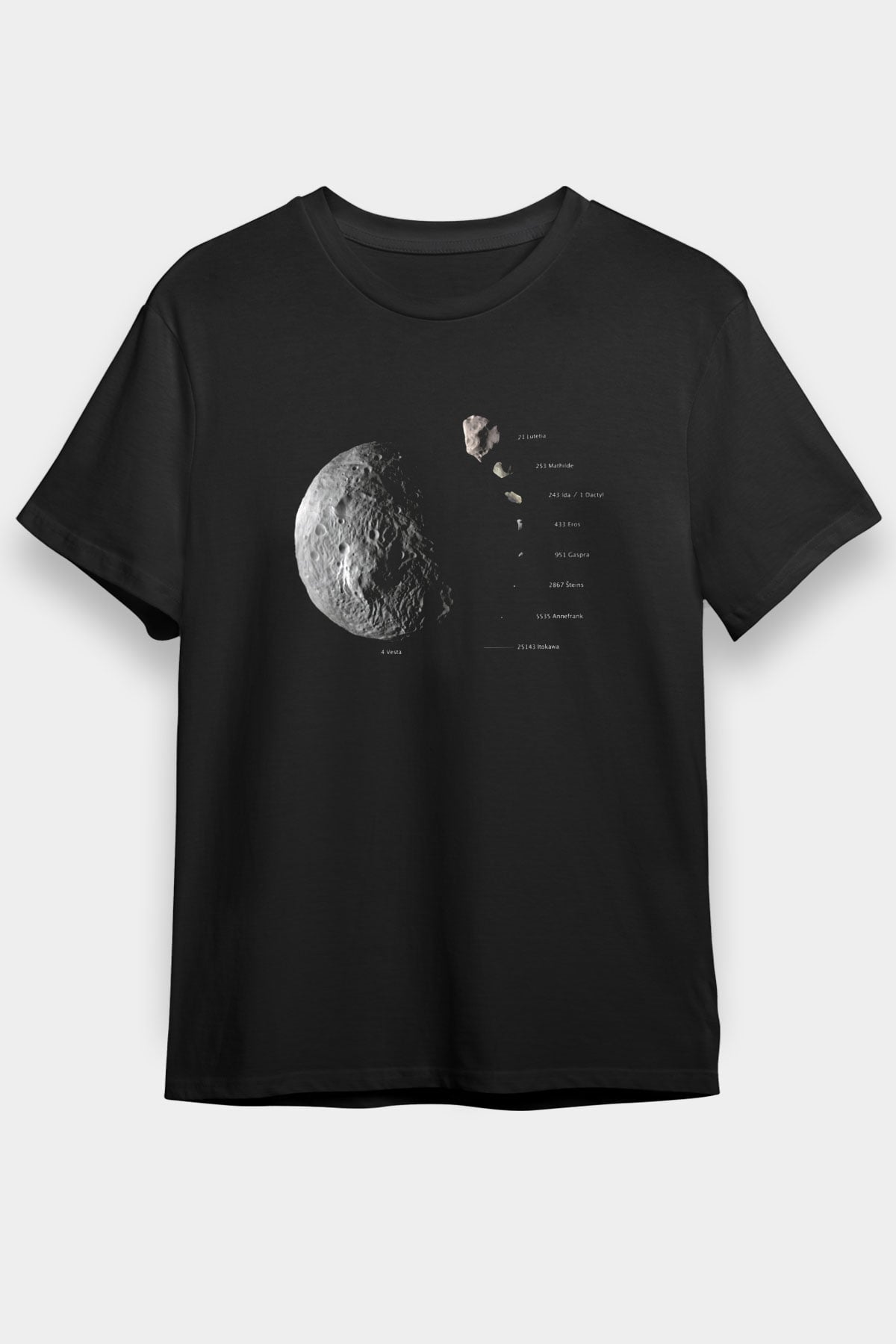Asteroit Siyah Unisex Tişört T-Shirt - TişörtFabrikası