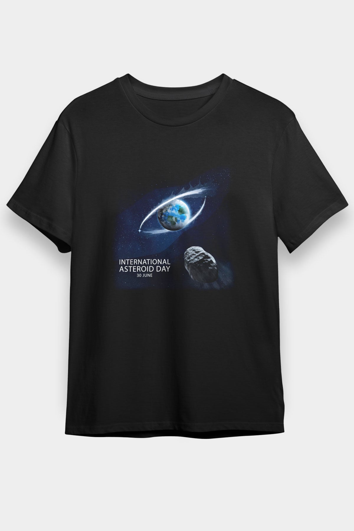 Asteroit Siyah Unisex Tişört T-Shirt - TişörtFabrikası