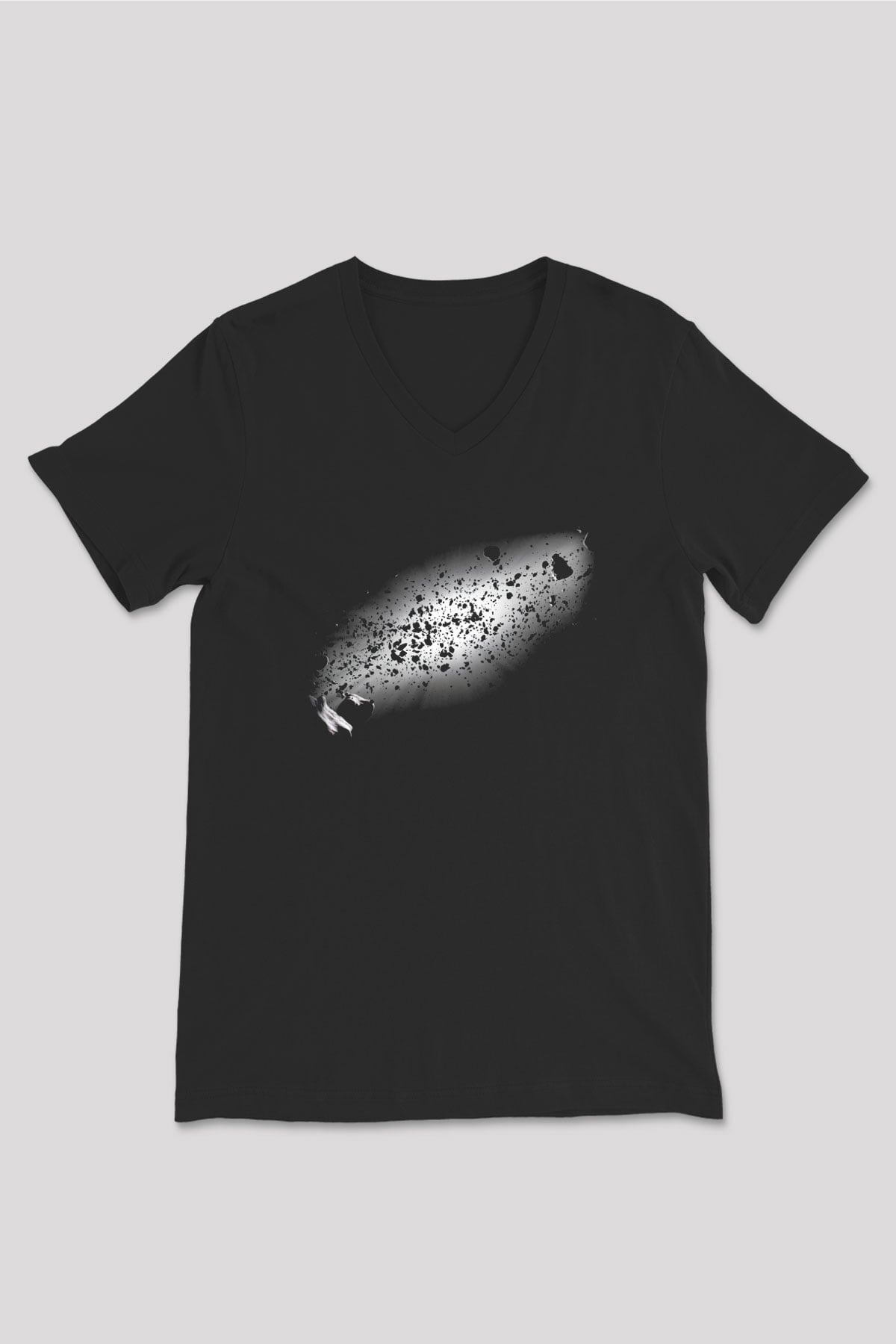 Asteroit Siyah Unisex V Yaka Tişört T-Shirt