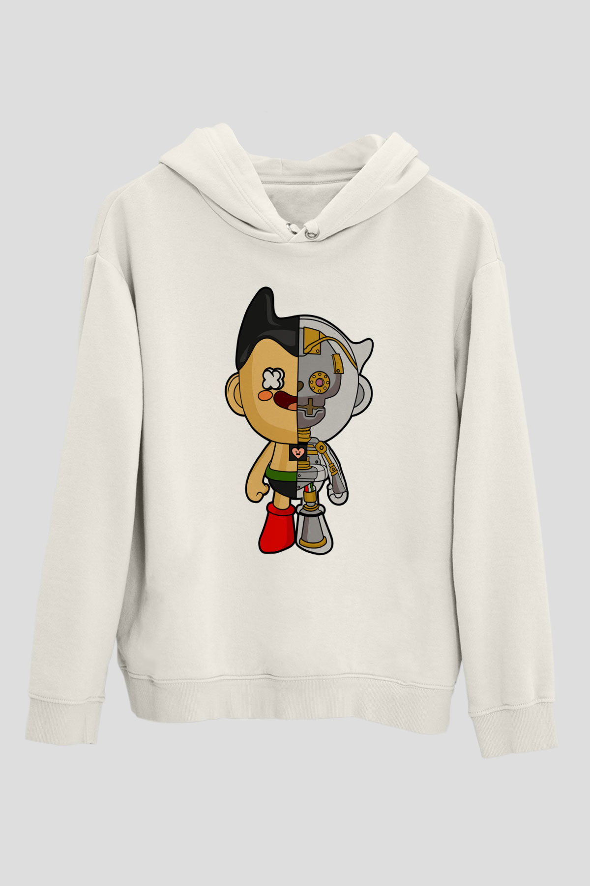 Astroboy Baskılı Unisex Beyaz Hoodie