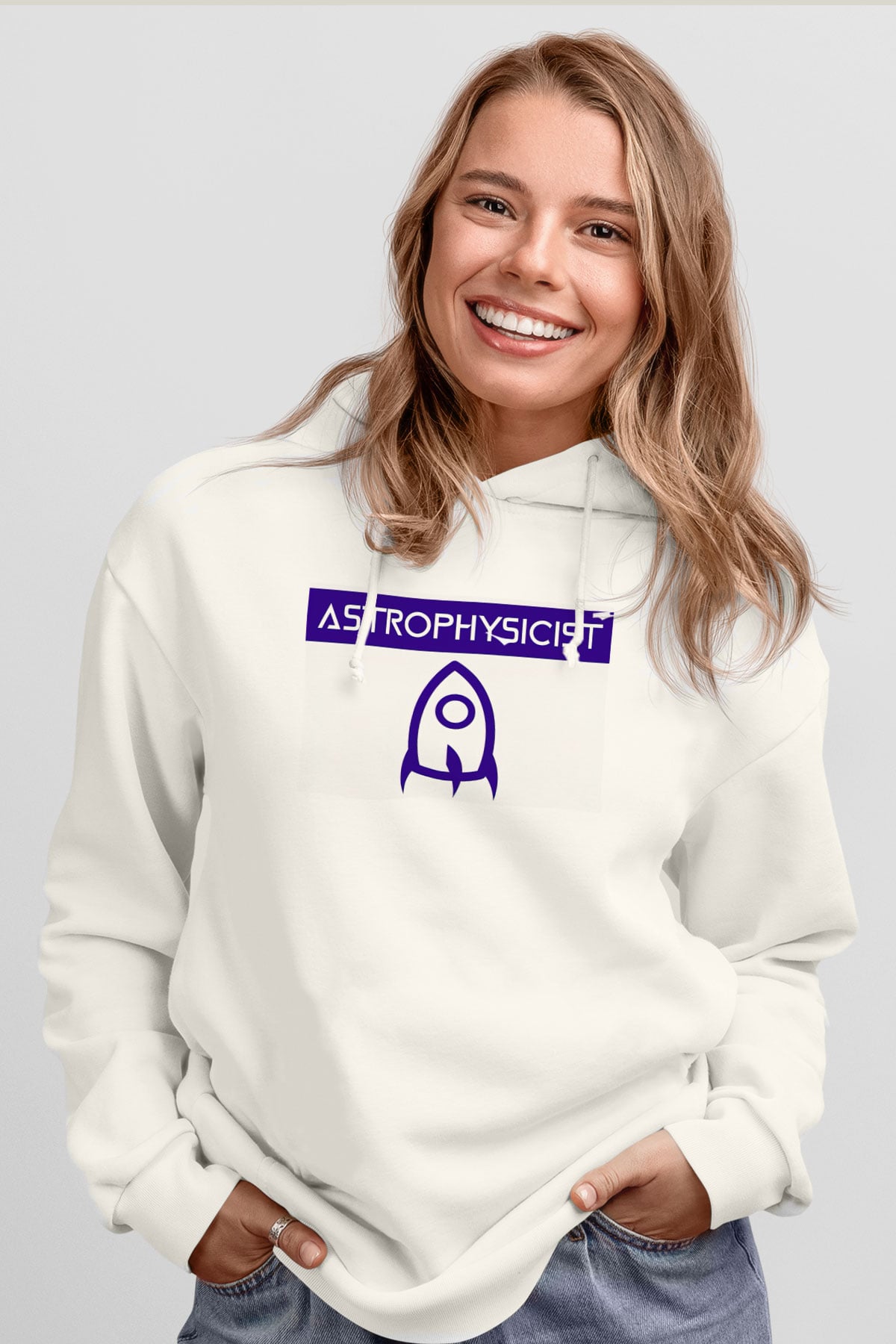 Astrofizikçi Beyaz Unisex Kapüşonlu Sweatshirt