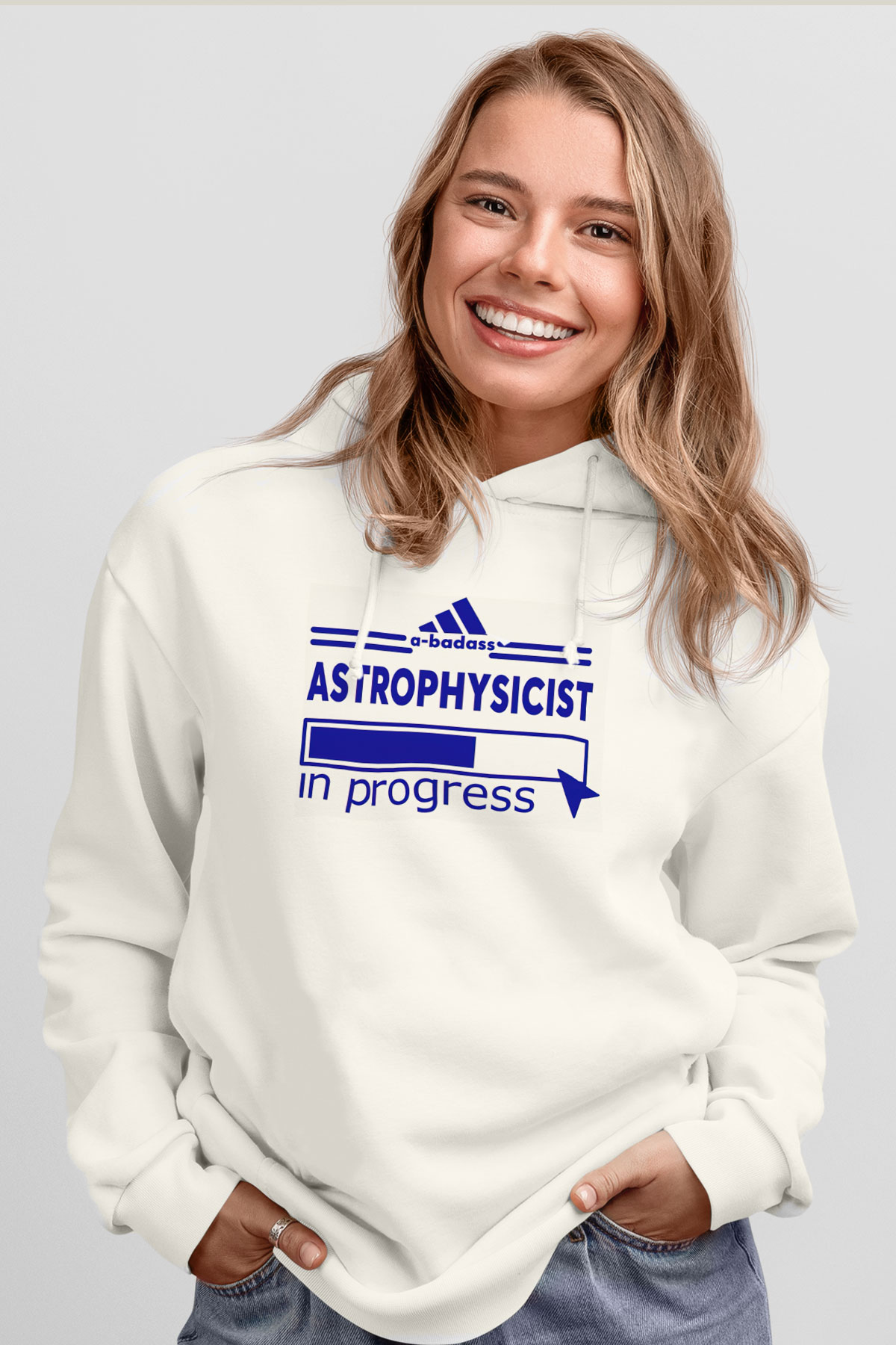 Astrofizikçi Beyaz Unisex Kapüşonlu Sweatshirt