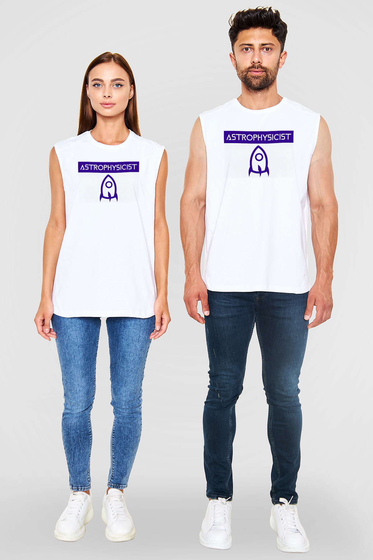 Astrofizikçi Beyaz Unisex Kolsuz Tişört