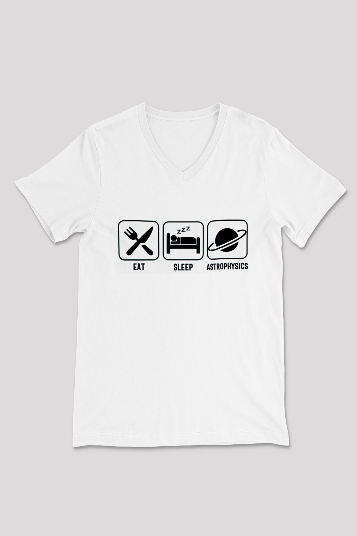 Astrofizikçi Beyaz Unisex V Yaka Tişört