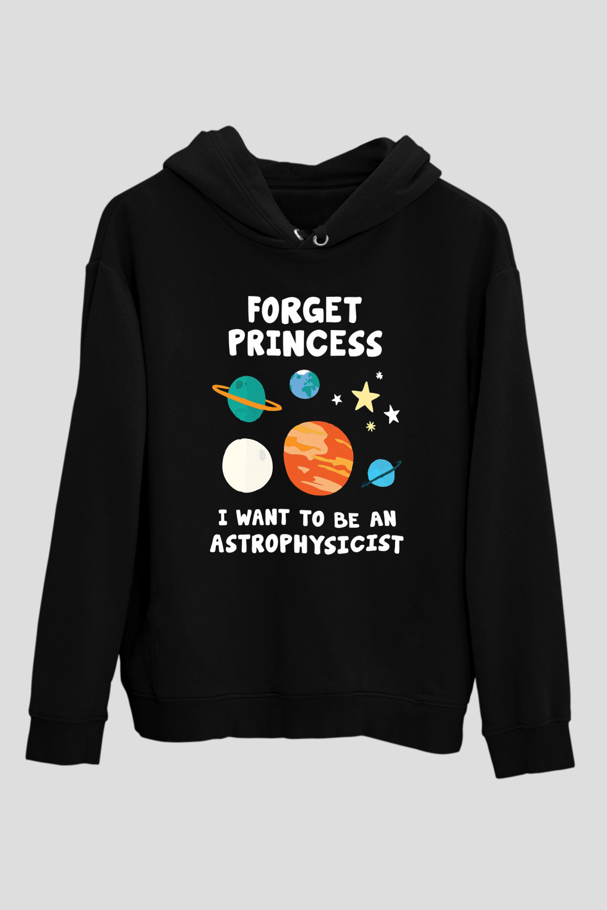 Astrofizikçi Siyah Unisex Kapşonlu Sweatshirt