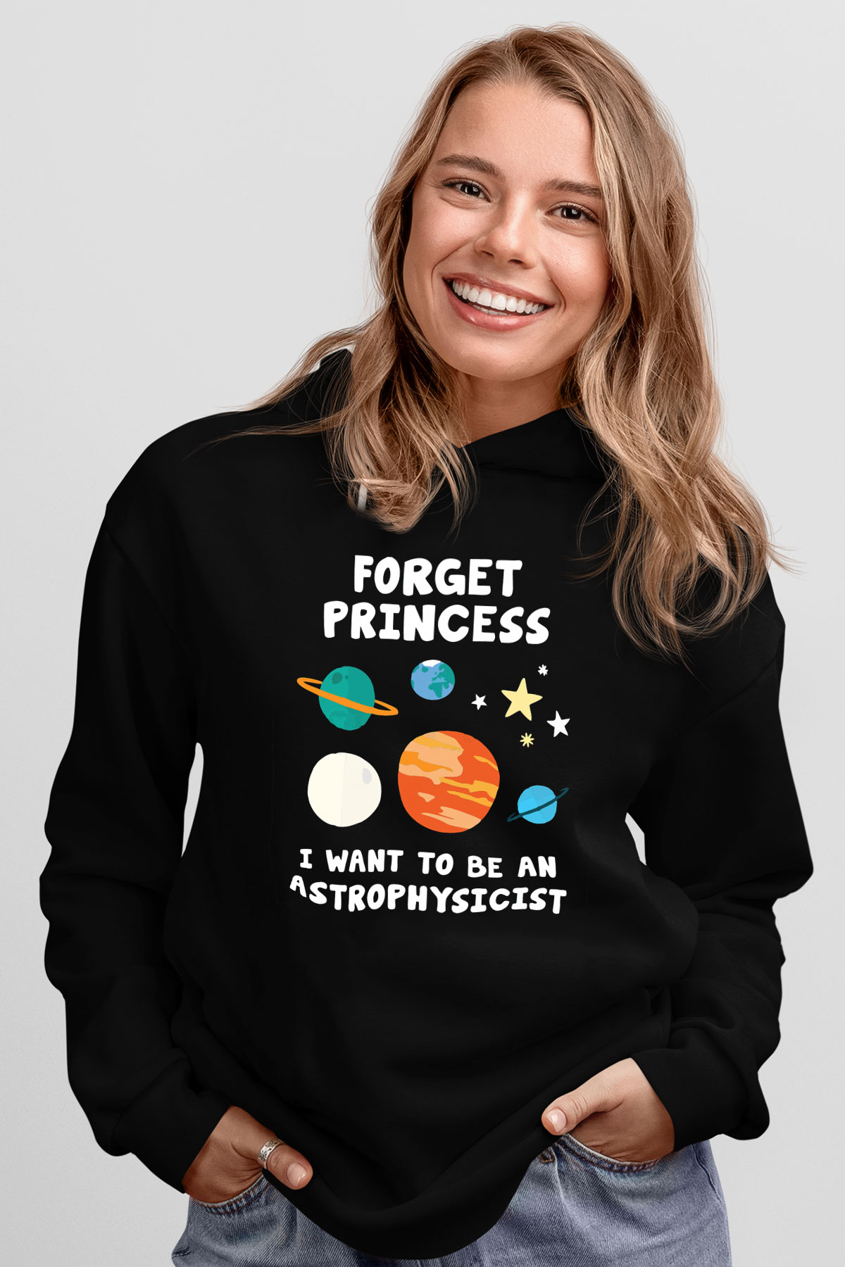 Astrofizikçi Siyah Unisex Kapşonlu Sweatshirt
