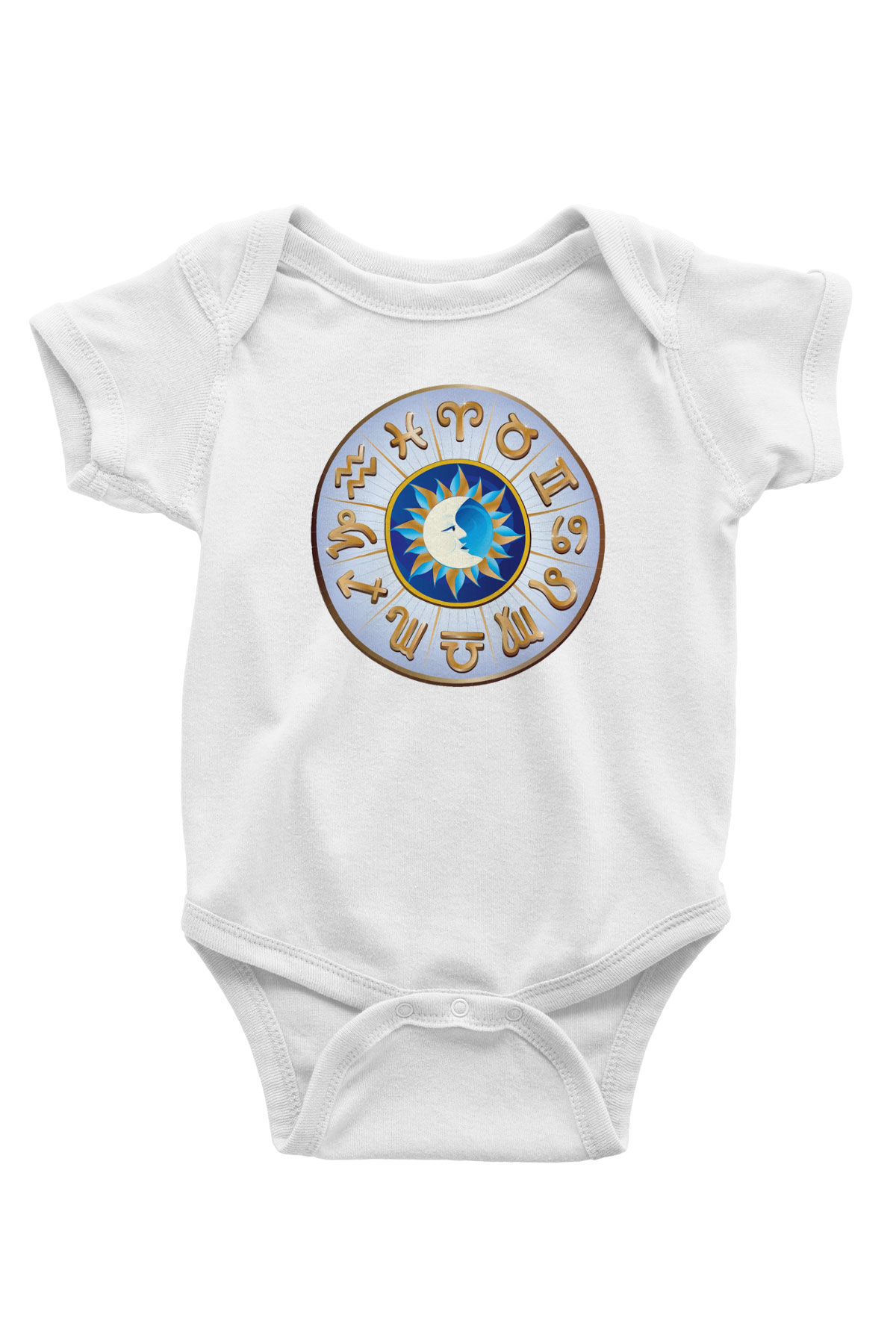 Astrolog Baskılı Beyaz Unisex Bebek Body - Zıbın
