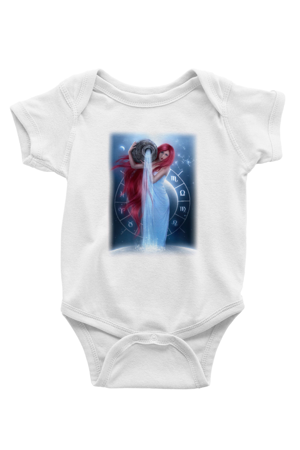 Astrolog Baskılı Beyaz Unisex Bebek Body - Zıbın