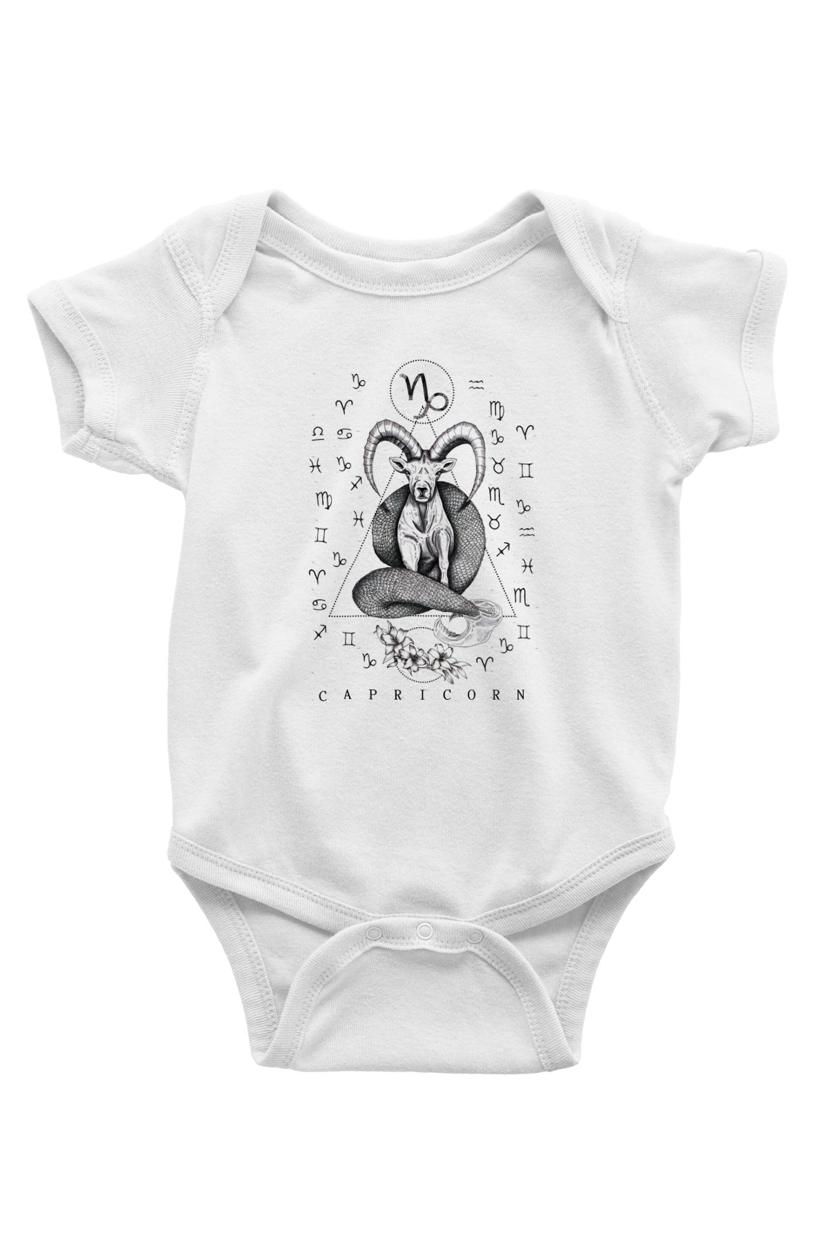 Astrolog Baskılı Beyaz Unisex Bebek Body - Zıbın