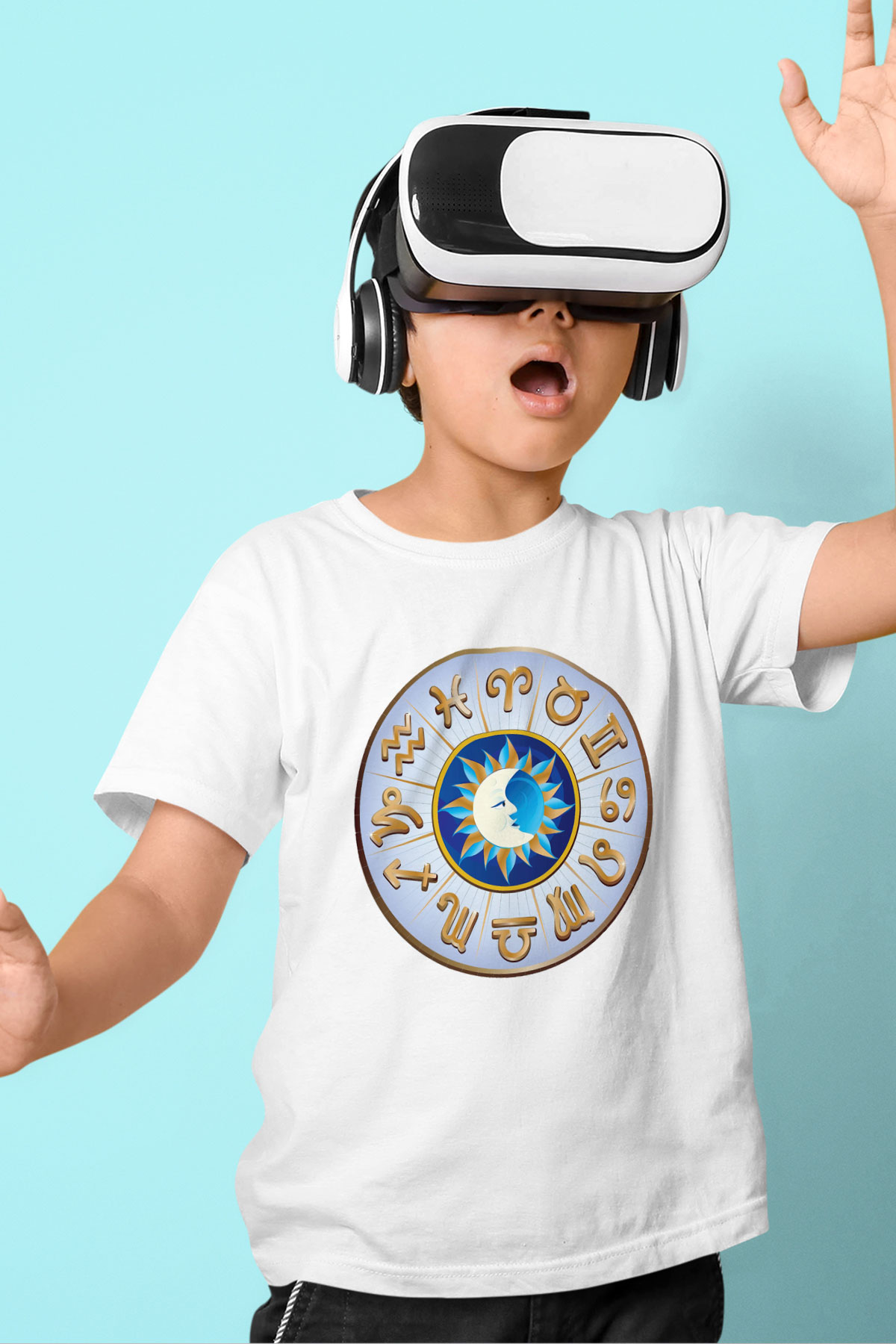 Astrolog Baskılı Beyaz Unisex Çocuk Tişört