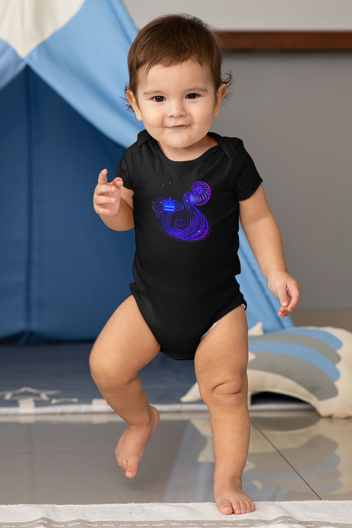 Astrolog Baskılı Siyah Bebek Body - Zıbın