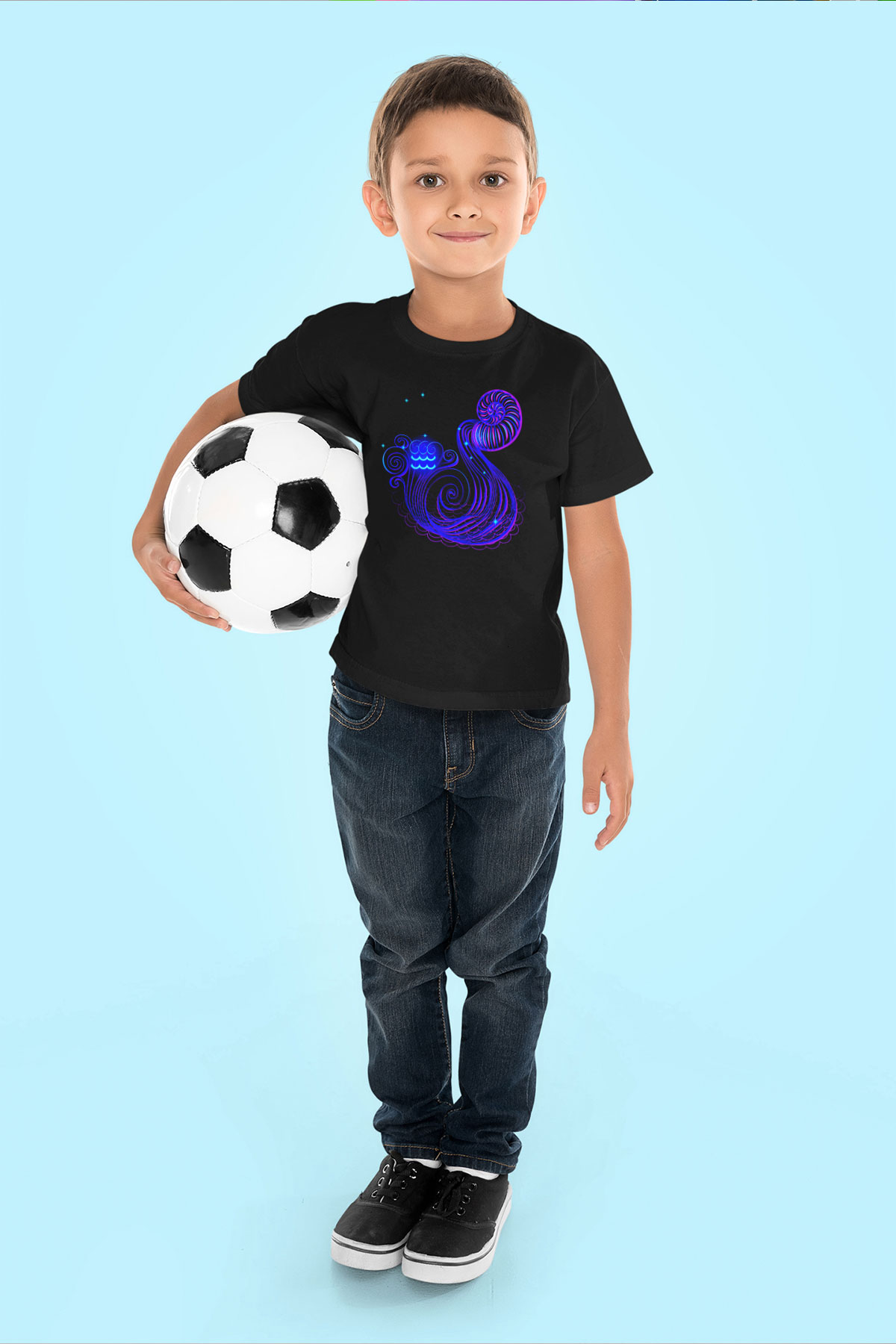 Astrolog Baskılı Siyah Unisex Çocuk Tişört