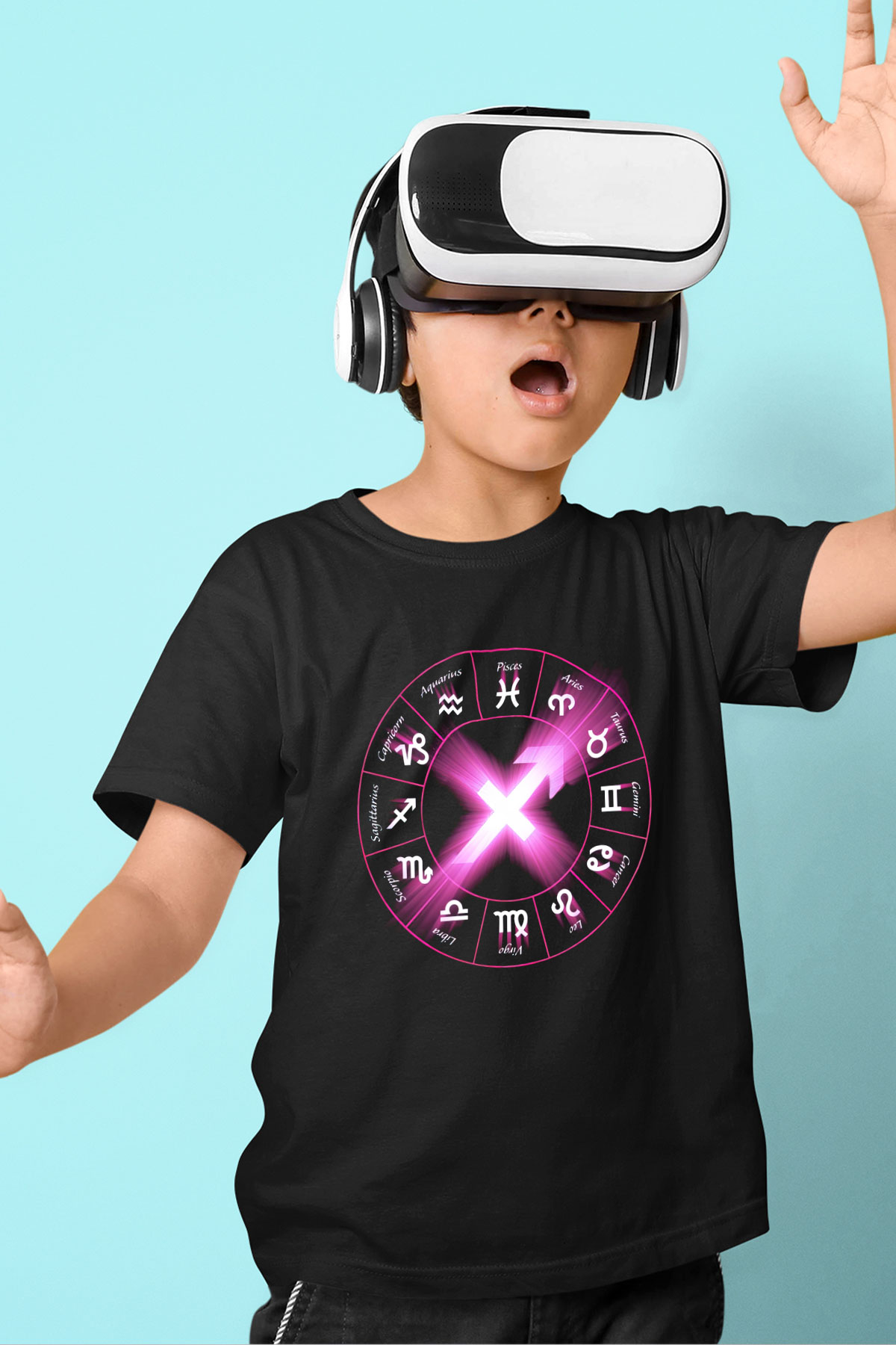 Astrolog Baskılı Siyah Unisex Çocuk Tişört