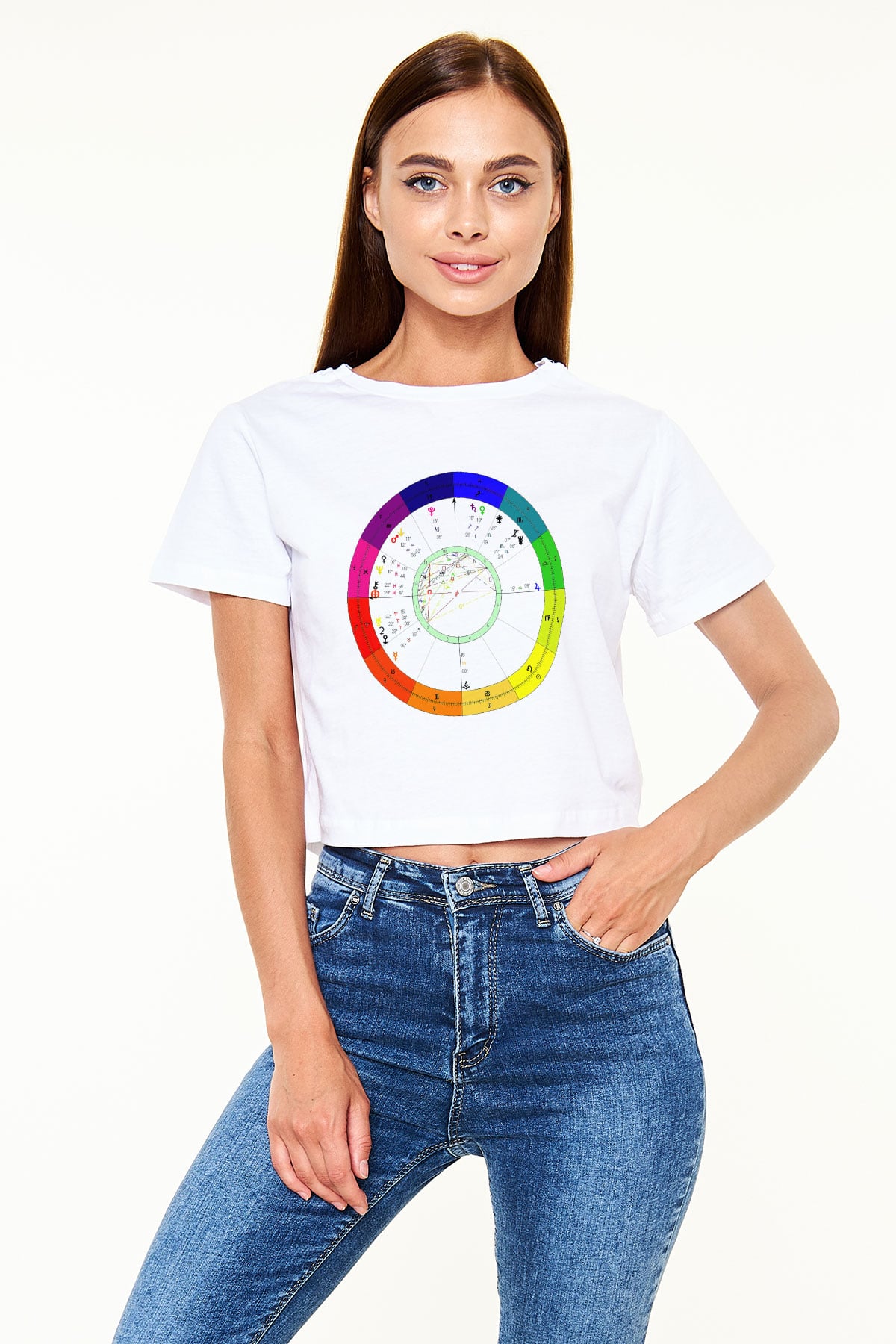 Astrolog Beyaz Croptop Tişört