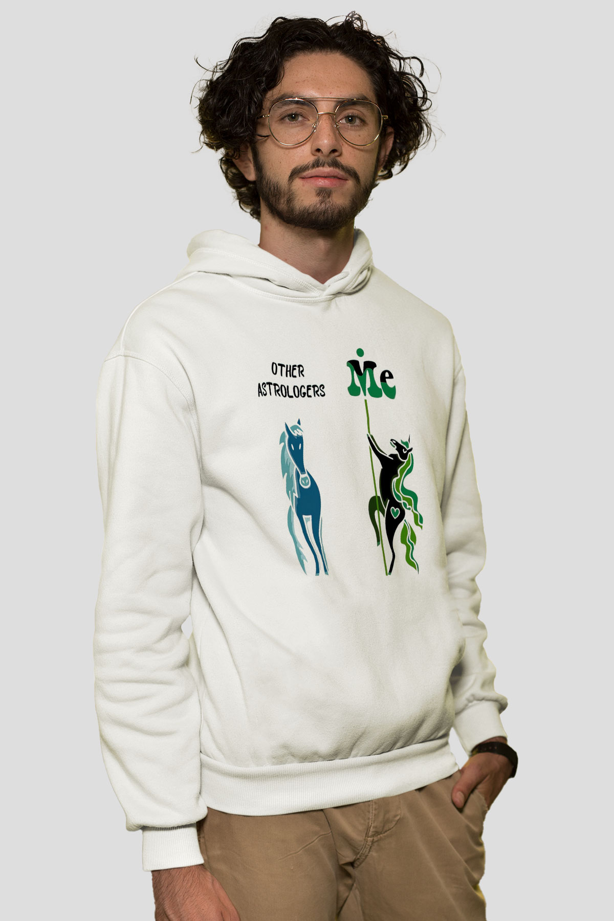 Astrolog Beyaz Unisex Kapüşonlu Sweatshirt