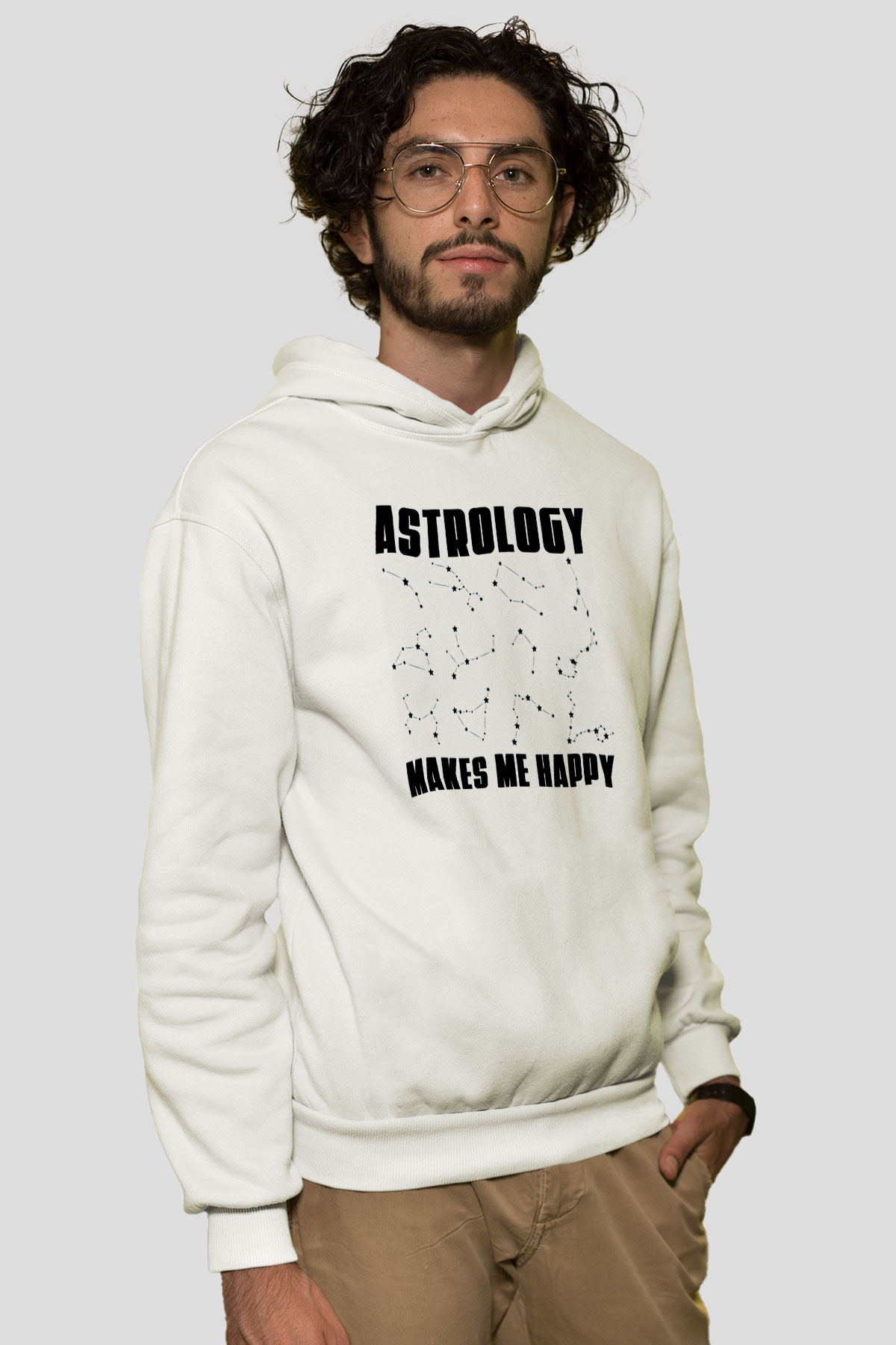 Astrolog Beyaz Unisex Kapüşonlu Sweatshirt