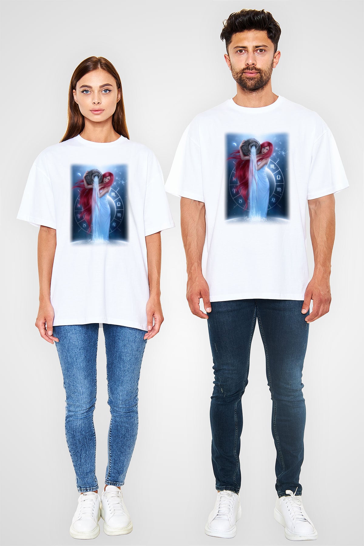 Astrolog Beyaz Unisex Oversize Tişört T-Shirt