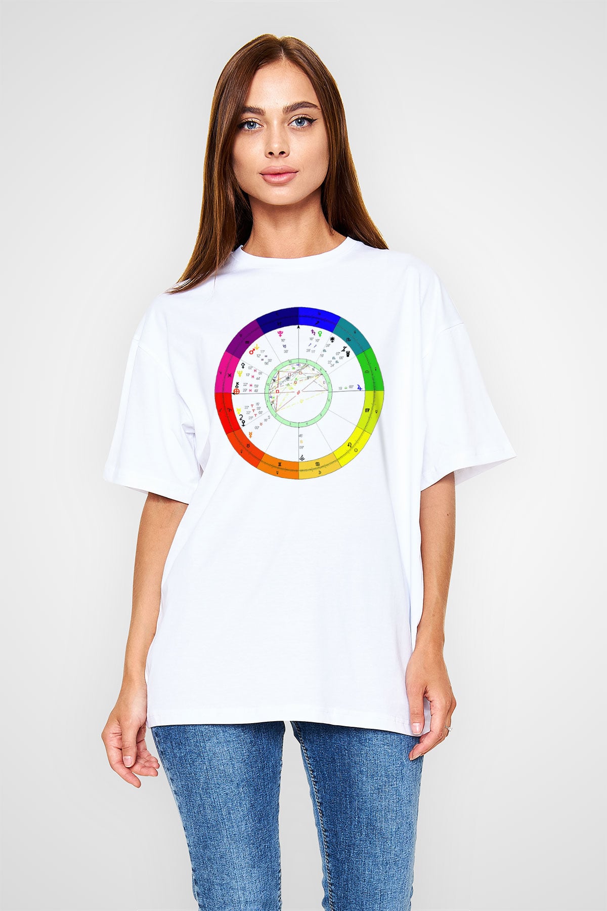 Astrolog Beyaz Unisex Oversize Tişört T-Shirt