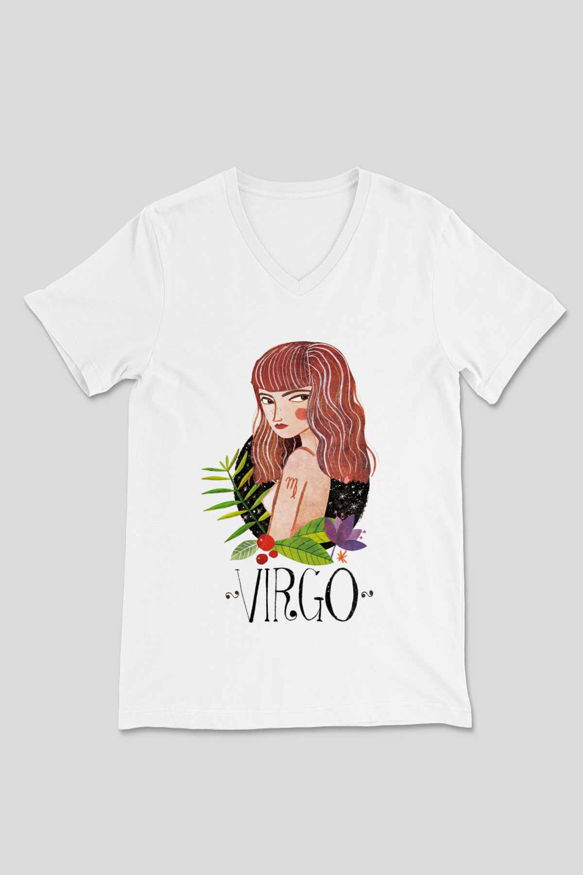 Astrolog Beyaz Unisex V Yaka Tişört T-Shirt