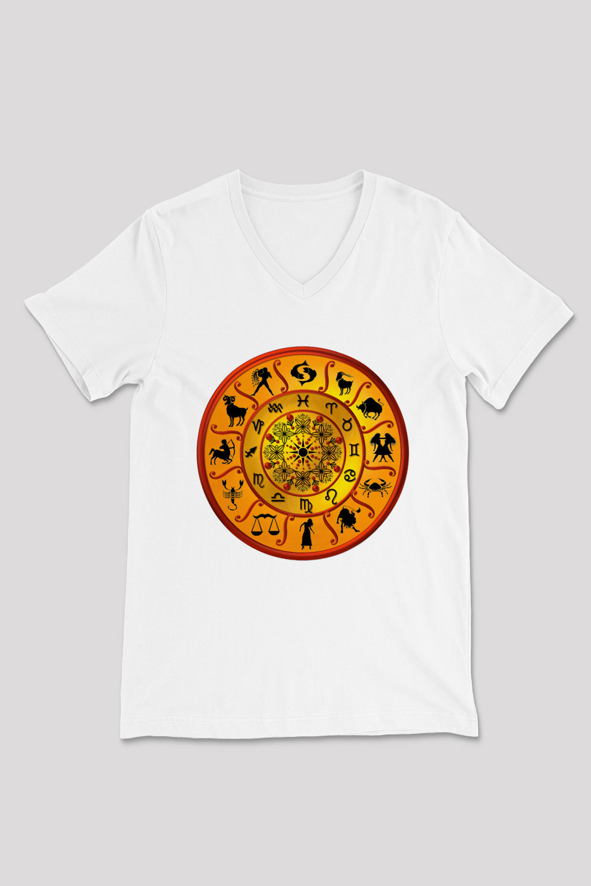 Astrolog Beyaz Unisex V Yaka Tişört T-Shirt