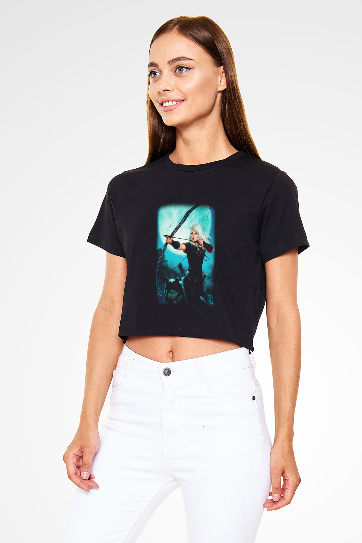 Astrolog Siyah Crop Top Tişört