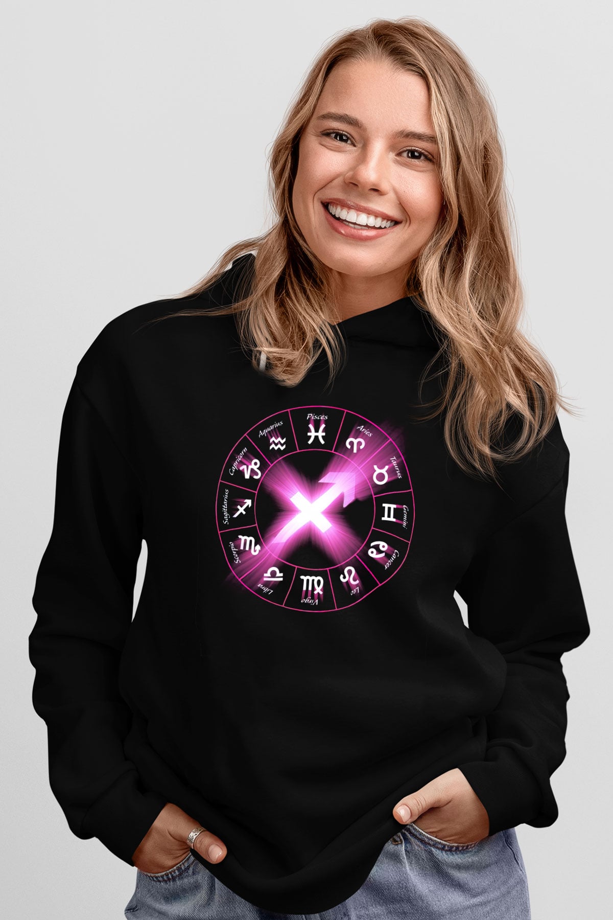 Astrolog Siyah Unisex Kapşonlu Sweatshirt