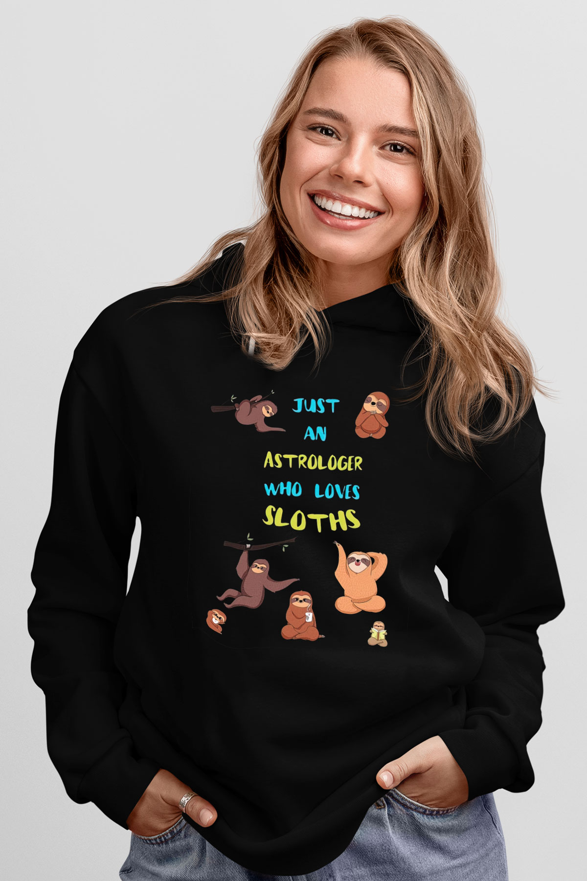 Astrolog Siyah Unisex Kapüşonlu Sweatshirt