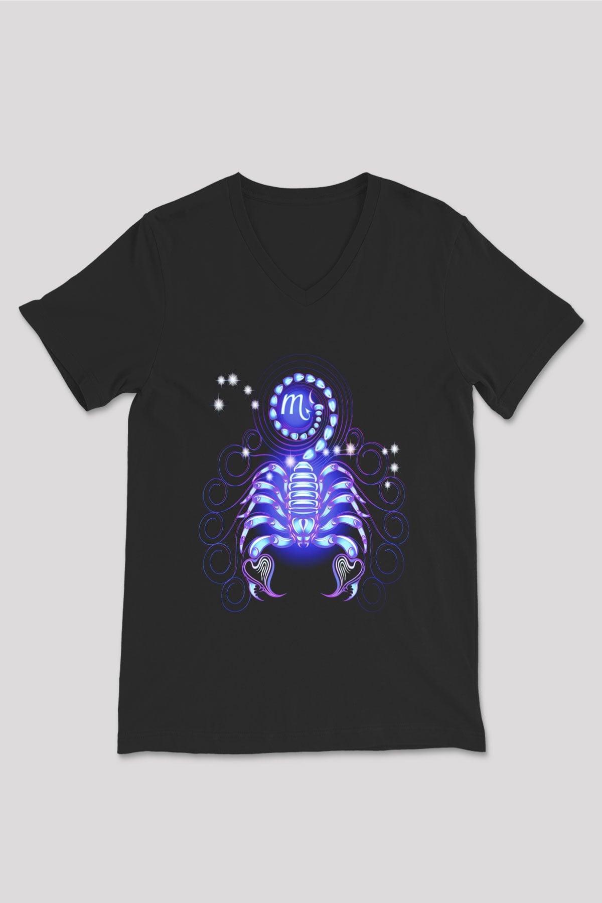 Astrolog Siyah Unisex V Yaka Tişört T-Shirt