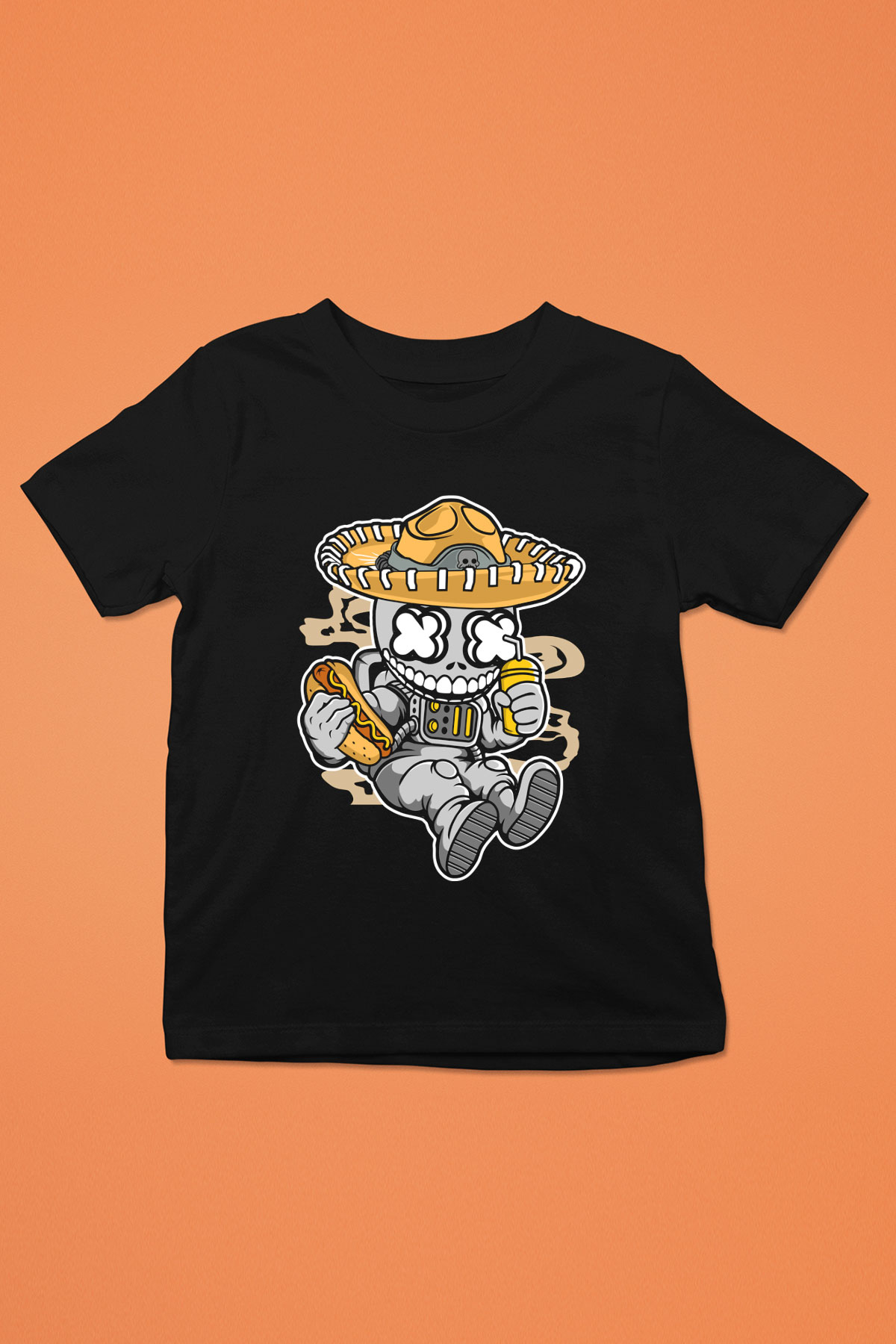 Astronaut Skull Of The Dead Baskılı Unisex Siyah Çocuk Tişört