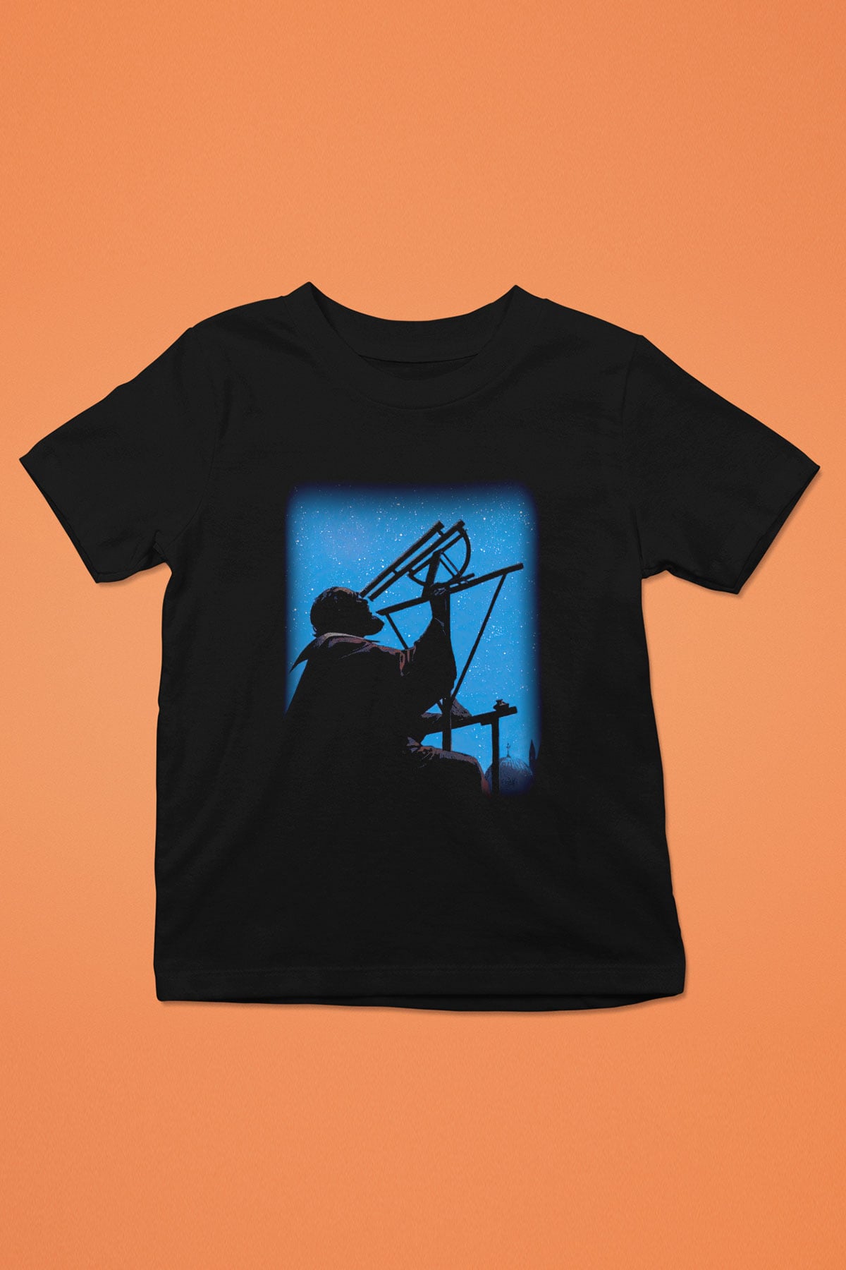 Astronom Baskılı Siyah Unisex Çocuk Tişört