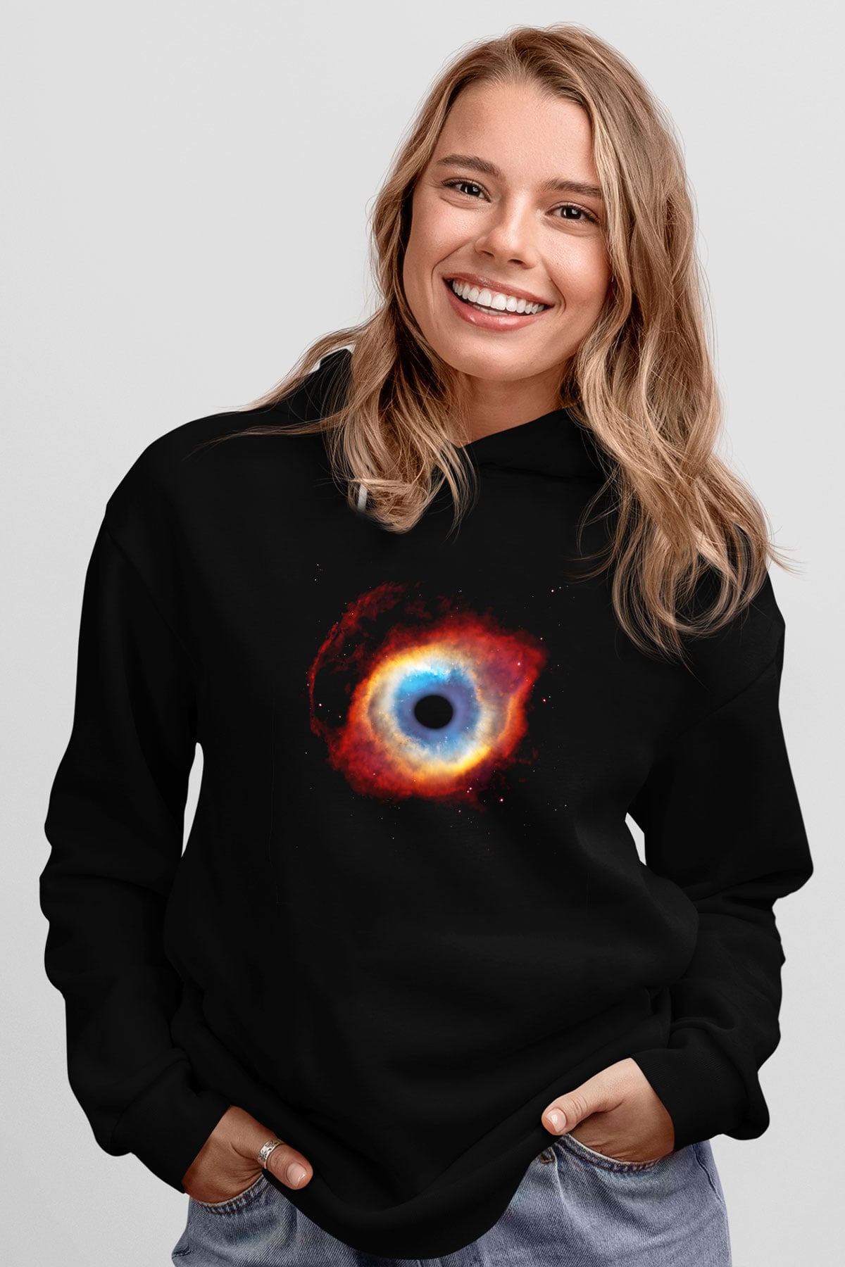 Astronom Siyah Unisex Kapşonlu Sweatshirt